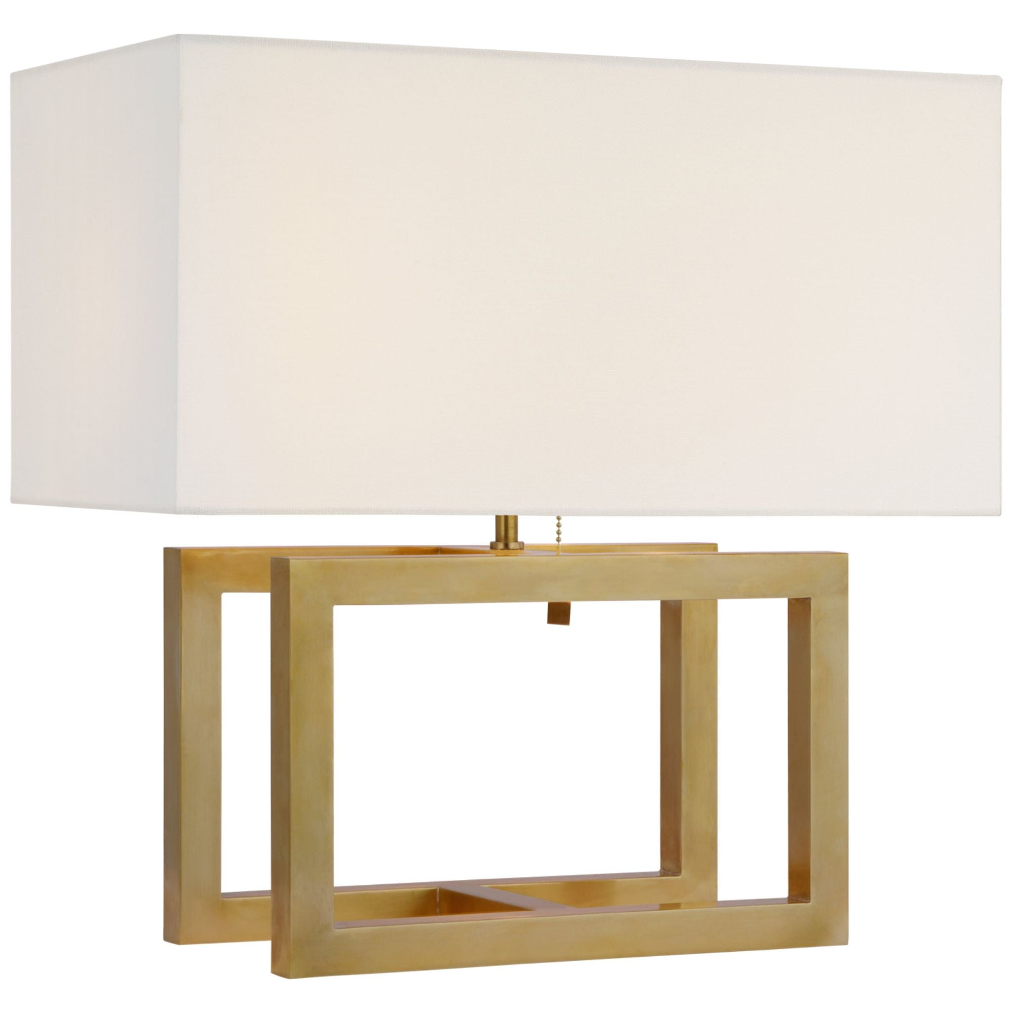 Paloma Contreras Galerie Medium Table Lamp in Hand-Rubbed Antique Brass with Linen Shade W18" x H18.25"