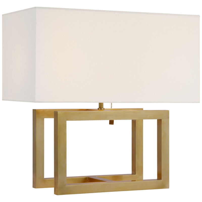 Paloma Contreras Galerie Medium Table Lamp in Hand-Rubbed Antique Brass with Linen Shade