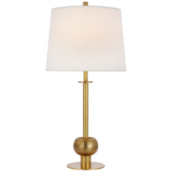 Paloma Contreras Comtesse Medium Table Lamp in Hand-Rubbed Antique Brass with Linen Shade