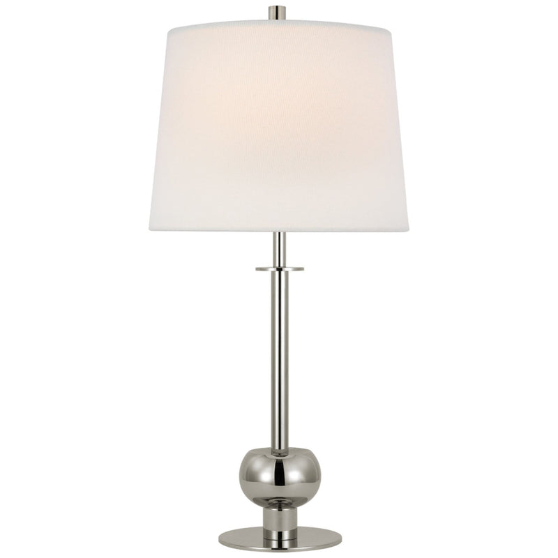 Paloma Contreras Comtesse Medium Table Lamp in Polished Nickel with Linen Shade