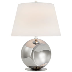 Paloma Contreras Comtesse Medium Globe Table Lamp in Polished Nickel with Linen Shade