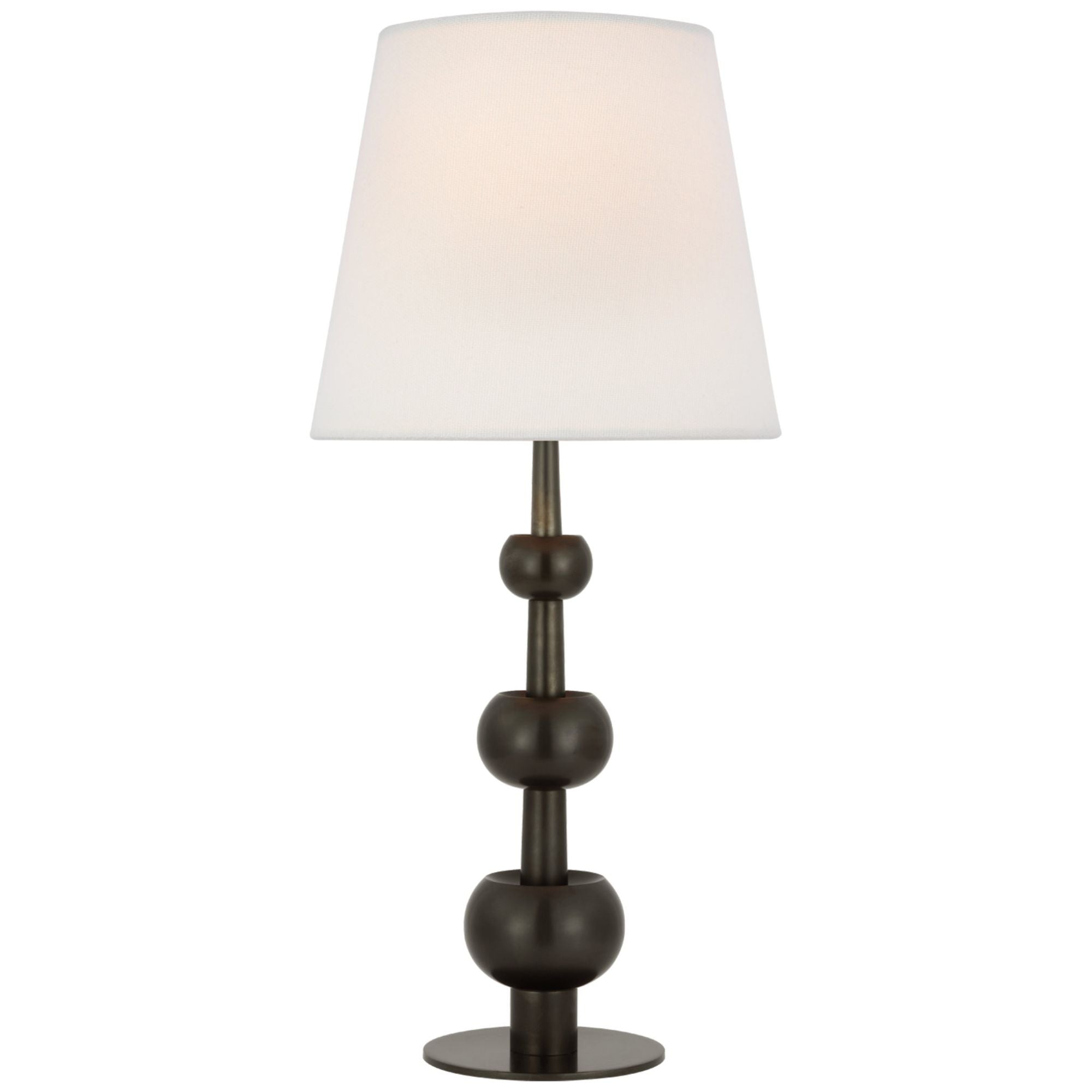 Paloma Contreras Comtesse Medium Triple Table Lamp in Bronze with Linen Shade W13.5" x H29"