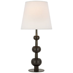 Paloma Contreras Comtesse Medium Triple Table Lamp in Bronze with Linen Shade