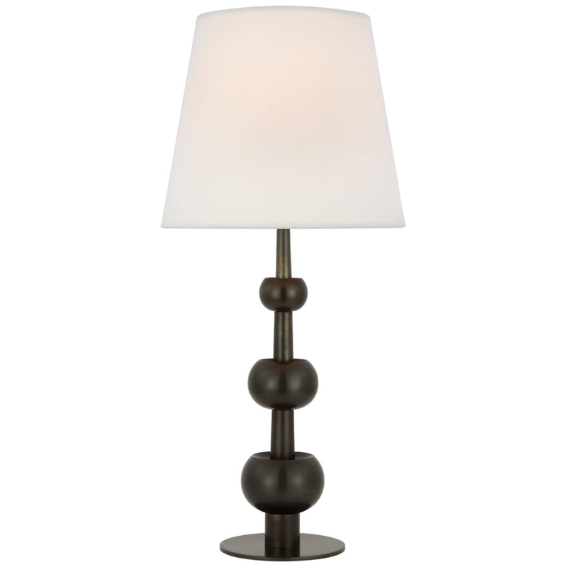 Paloma Contreras Comtesse Medium Triple Table Lamp in Bronze with Linen Shade