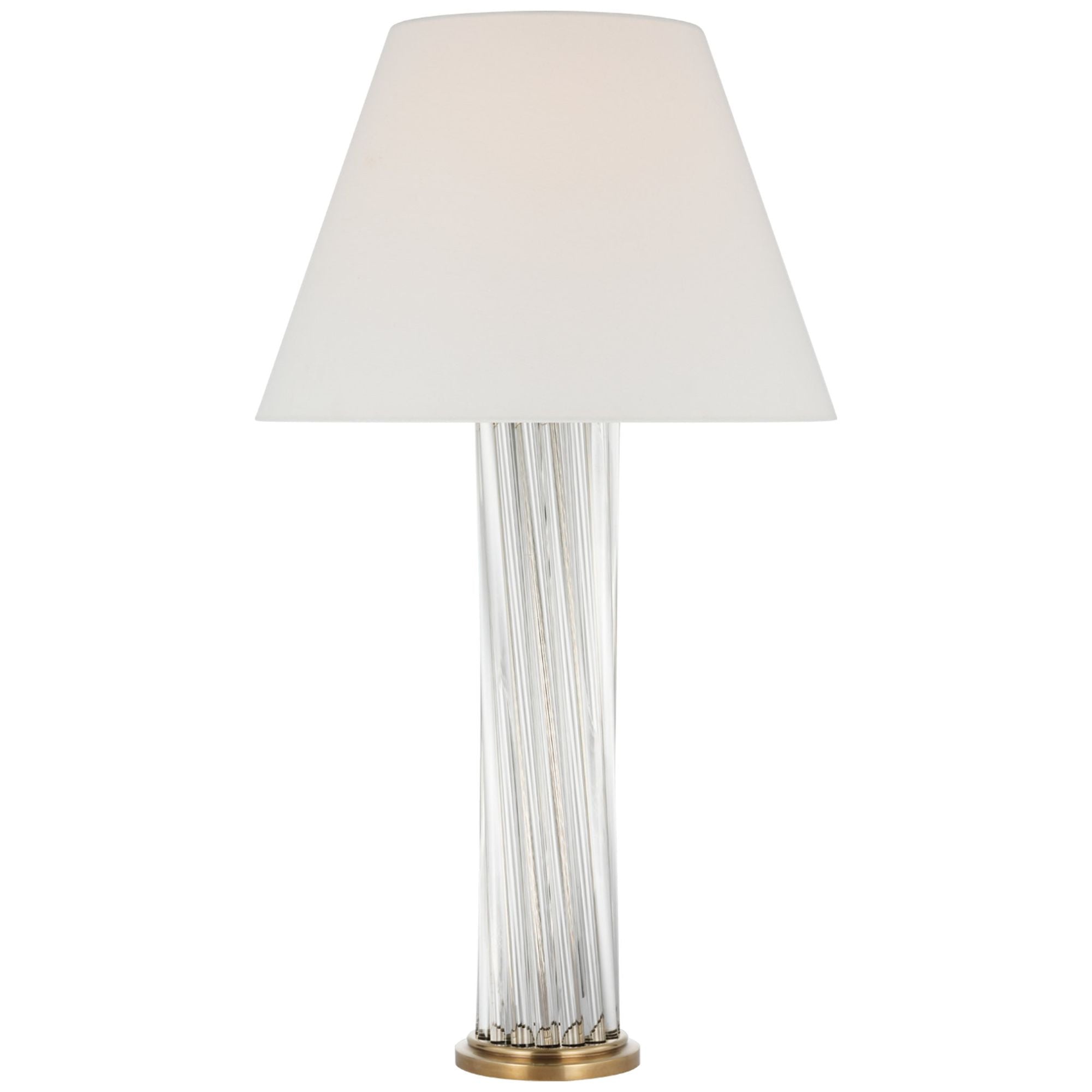 Paloma Contreras Bouquet Large Table Lamp in Clear Glass Rods and Hand-Rubbed Antique Brass with Linen