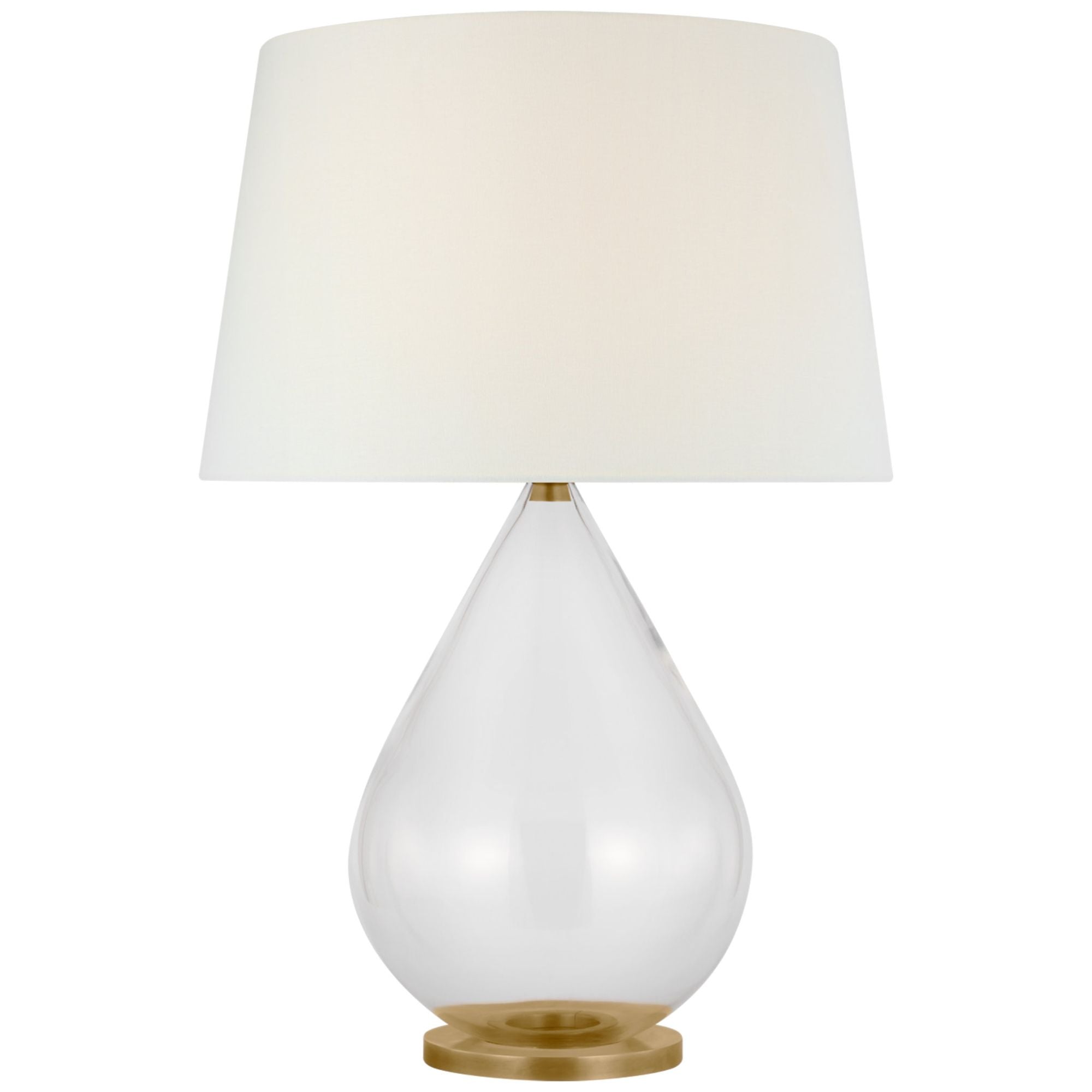 Paloma Contreras Vosges Large Table Lamp in Clear Glass and Hand-Rubbed Antique Brass with Linen Shade W21.5" x H32.25"