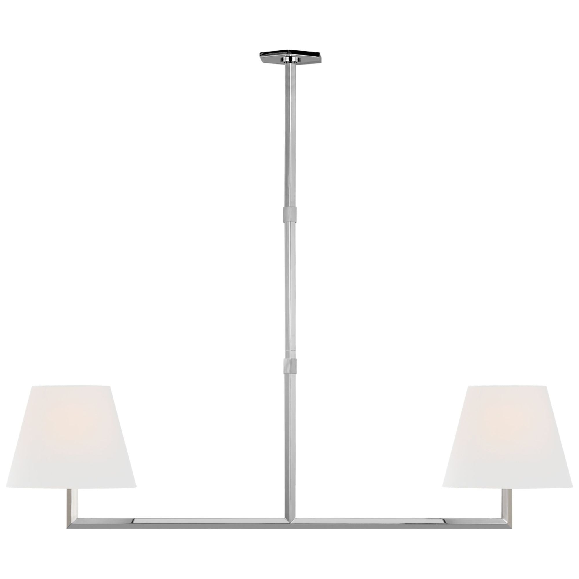 Paloma Contreras Olivier 65" Linear Chandelier in Polished Nickel with Linen Shade Ceiling Light W65"