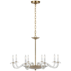Paloma Contreras Brigitte Large Chandelier in Clear Glass and Hand-Rubbed Antique Brass
