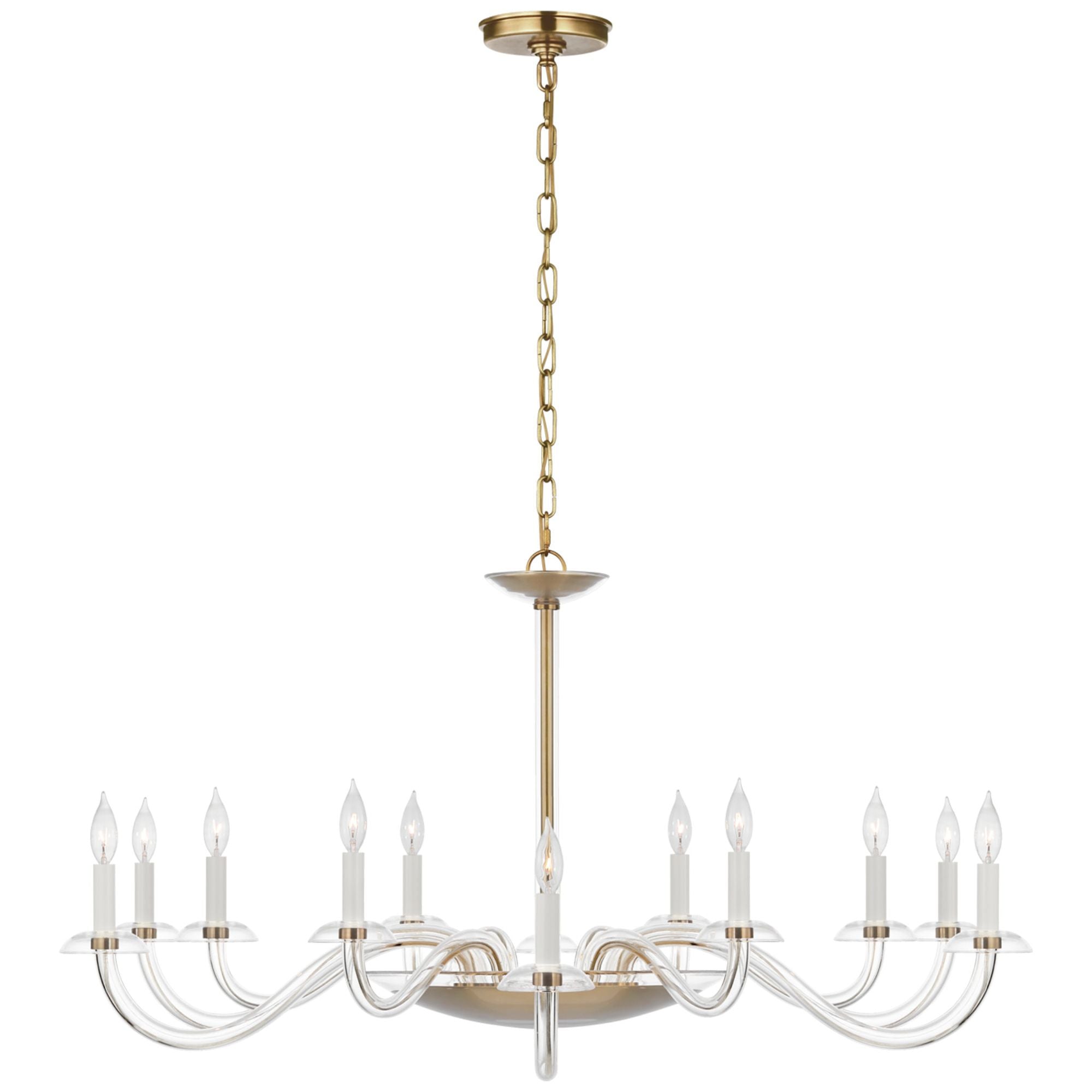 Paloma Contreras Brigitte Grande Chandelier in Clear Glass and Hand-Rubbed Antique Brass Ceiling Light W50" x H23.25"