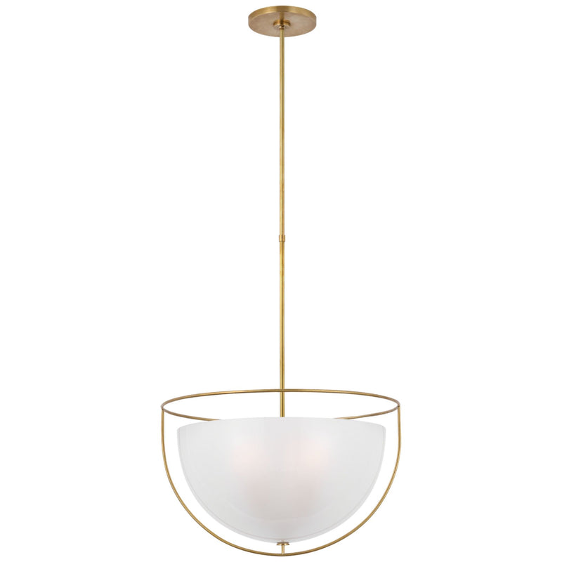 Paloma Contreras Odeon Large Pendant in Hand-Rubbed Antique Brass with Frosted Glass