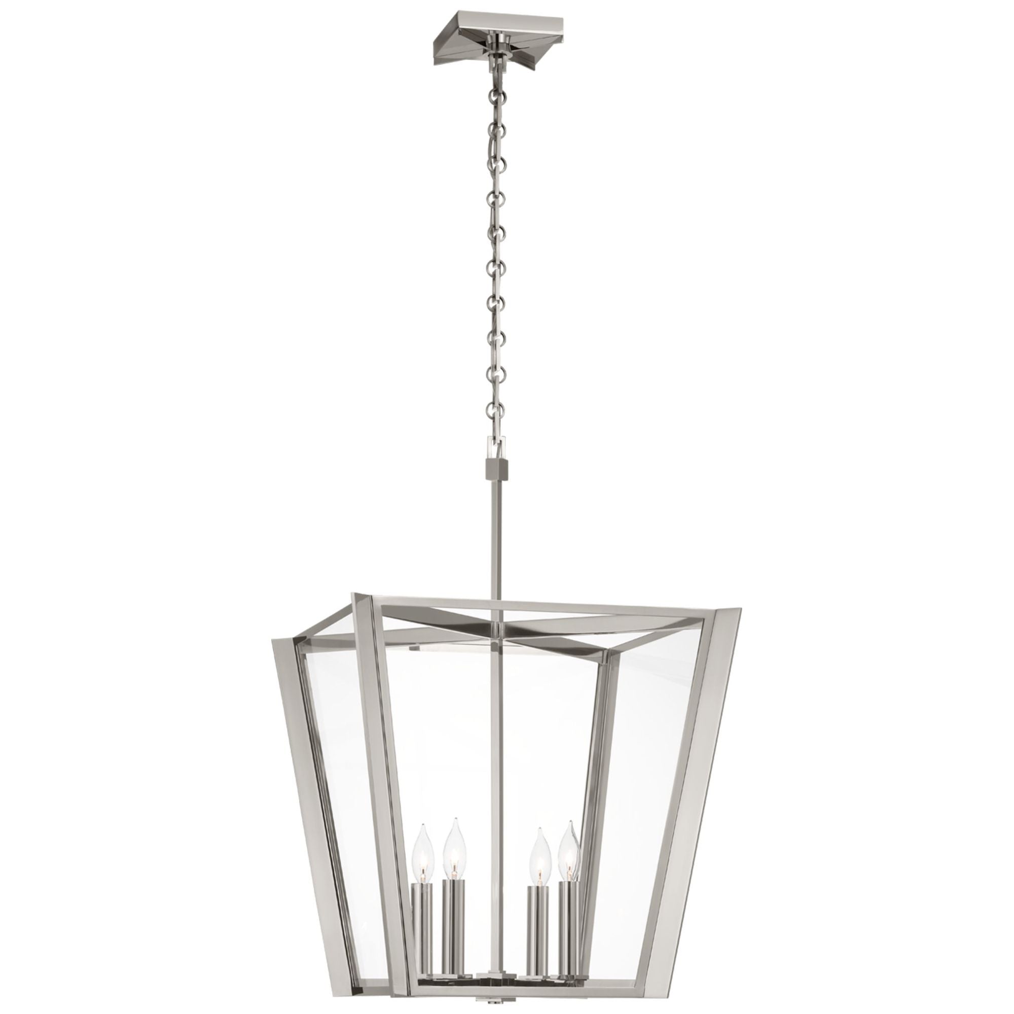 Paloma Contreras Palais 20" Lantern in Polished Nickel with Clear Glass
