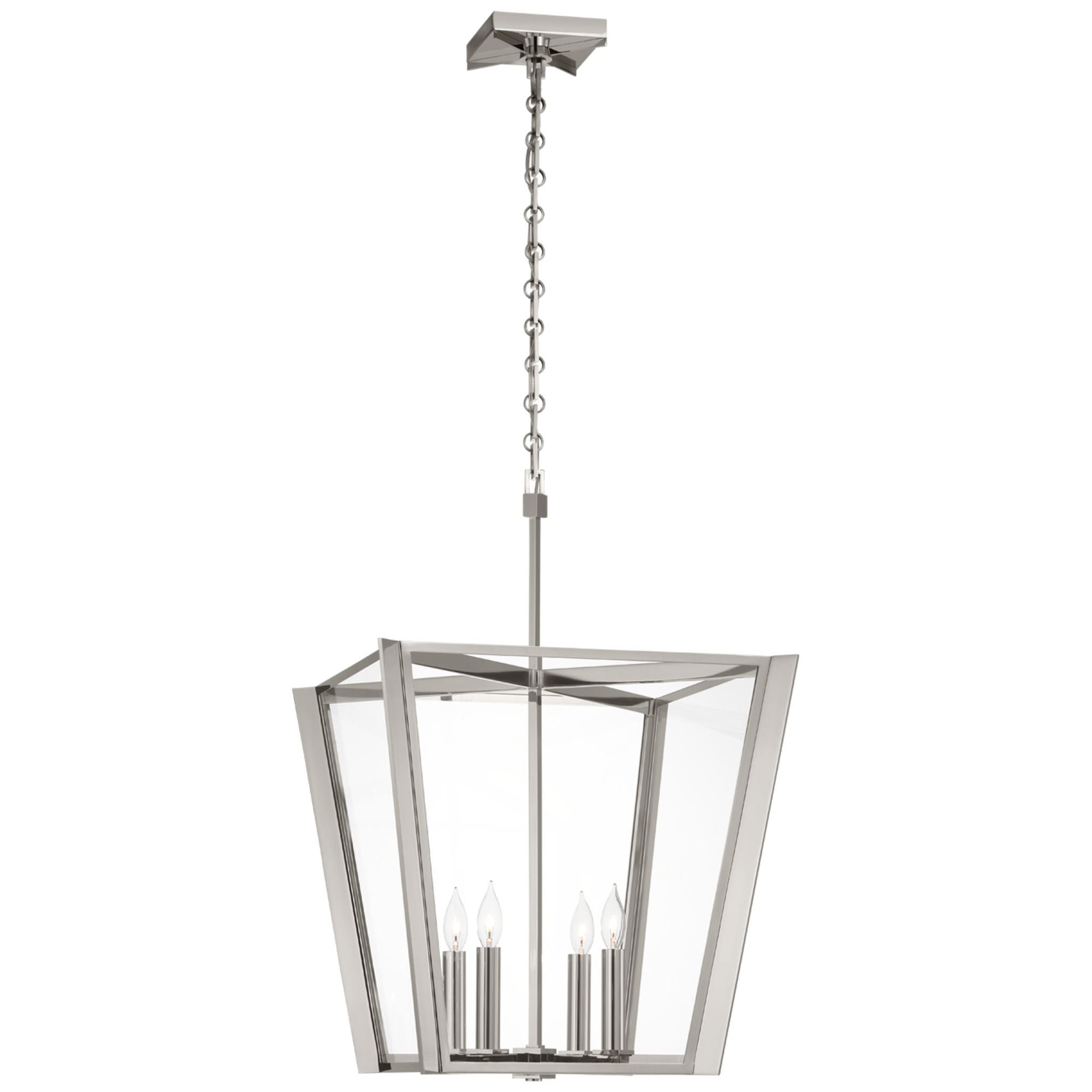 Paloma Contreras Palais 20" Lantern in Polished Nickel with Clear Glass Ceiling Light W20.75" x H30.75"