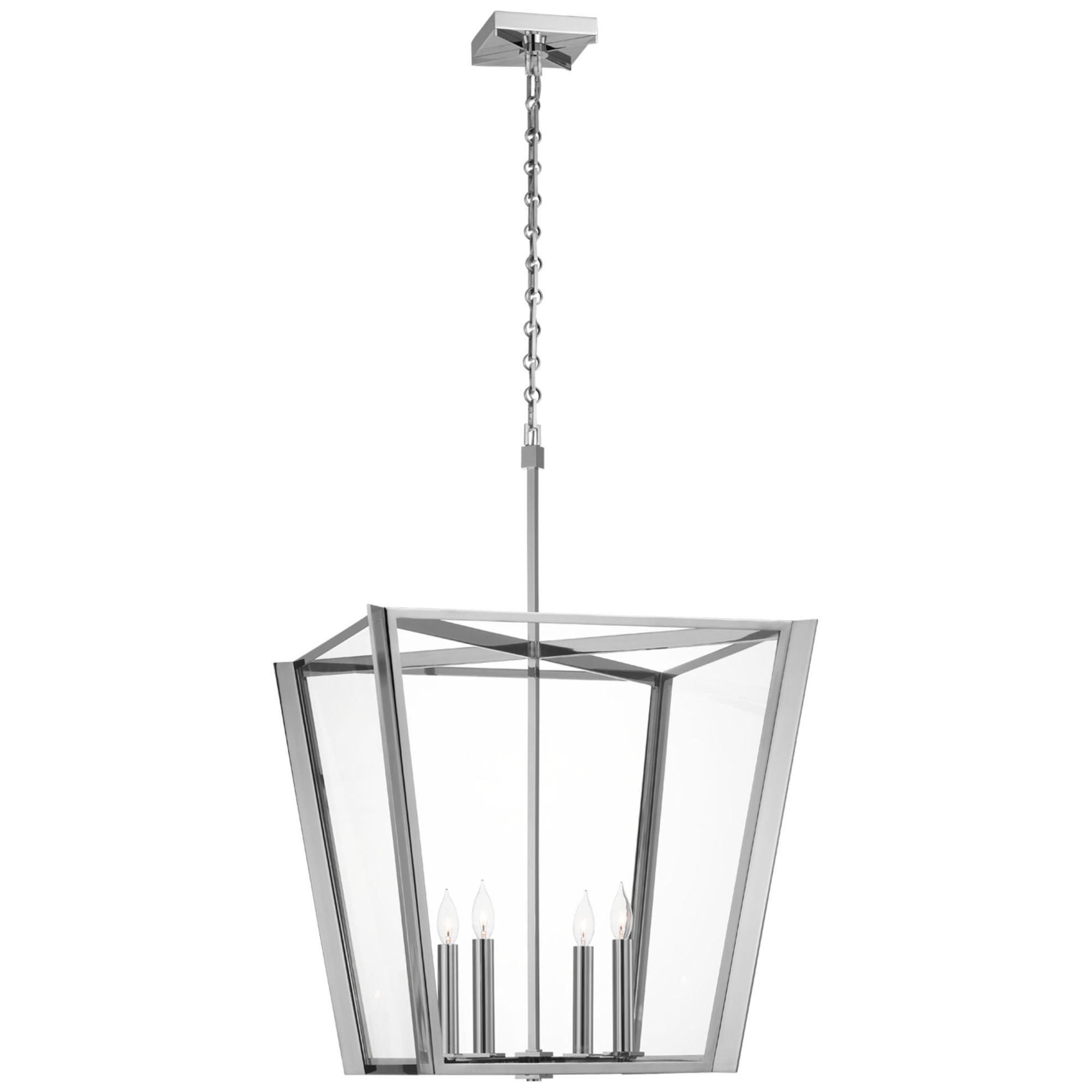 Paloma Contreras Palais 25" Lantern in Polished Nickel with Clear Glass