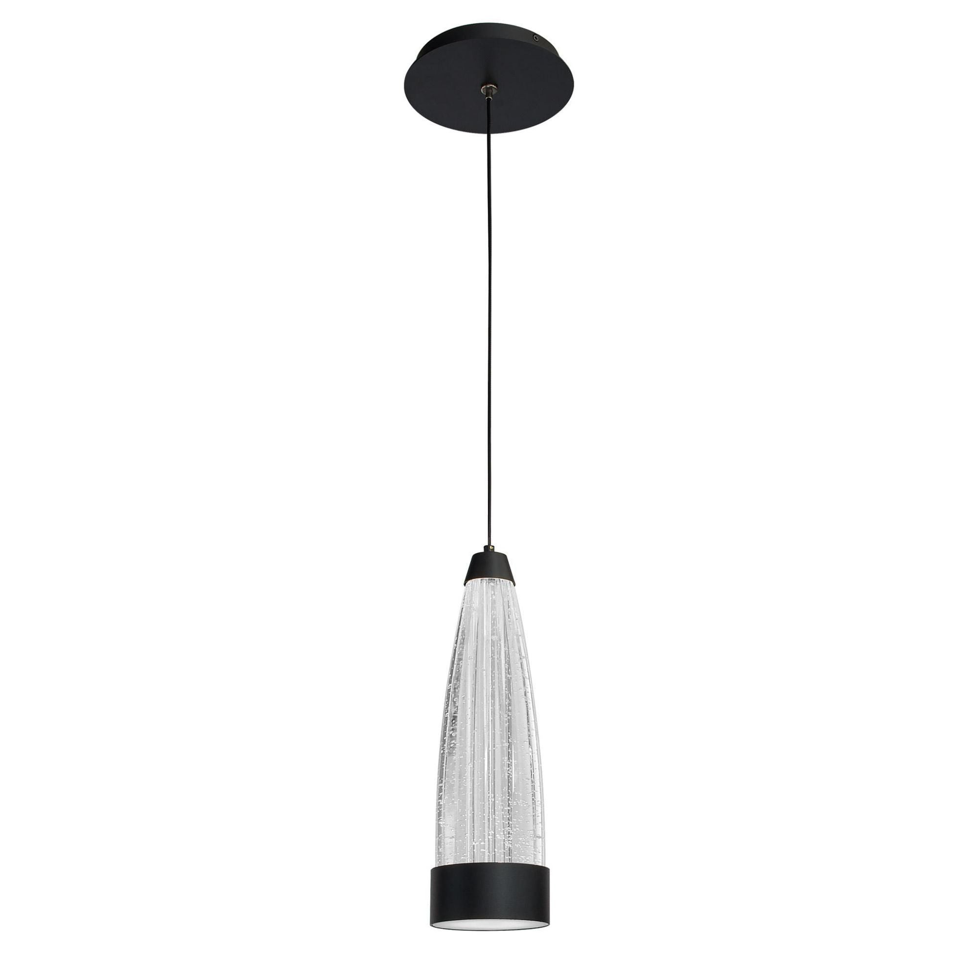 Mystic 12in LED Pendant with Optic Crystal 3500K in Black