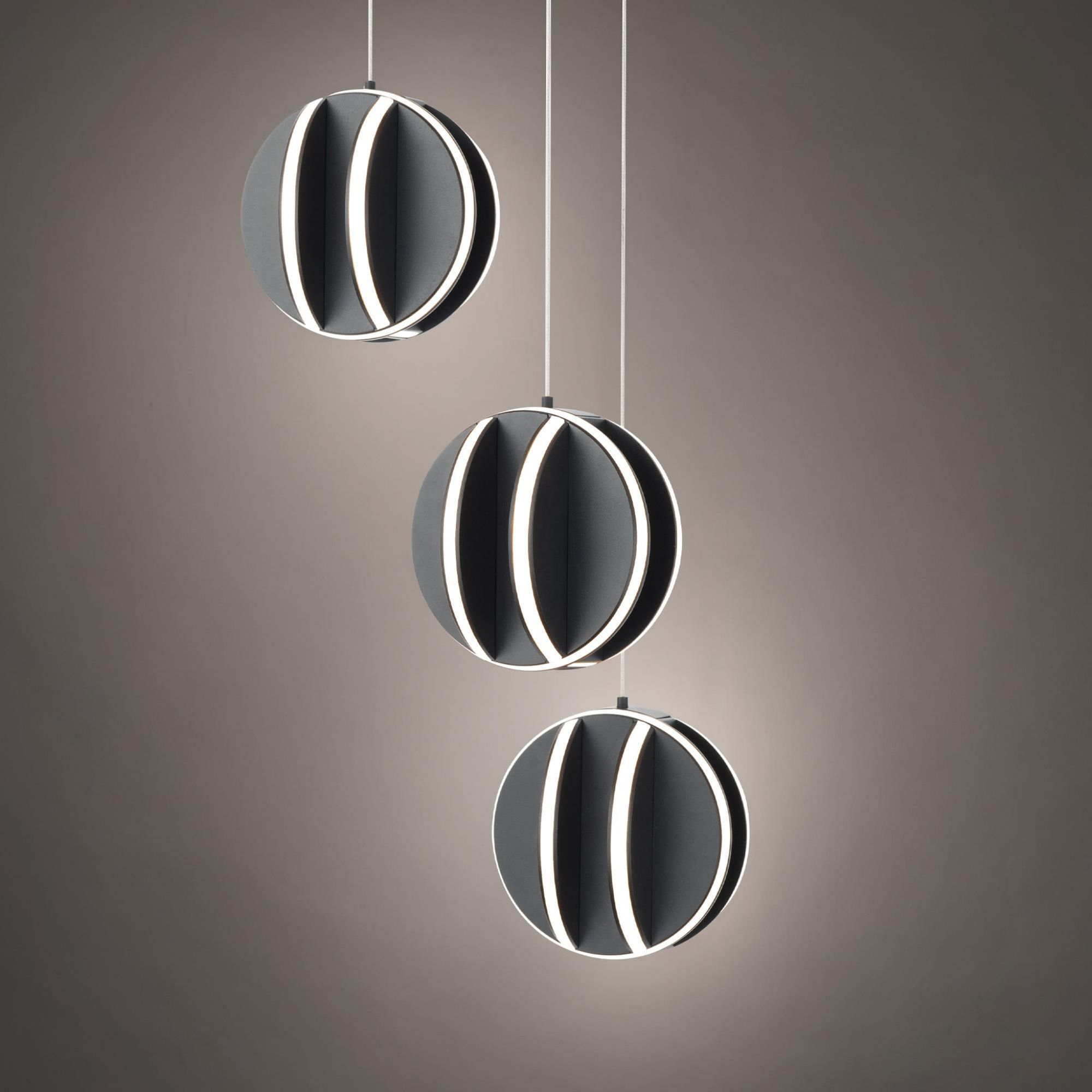 Carillion LED 3 Light Pendant 3000K in Black