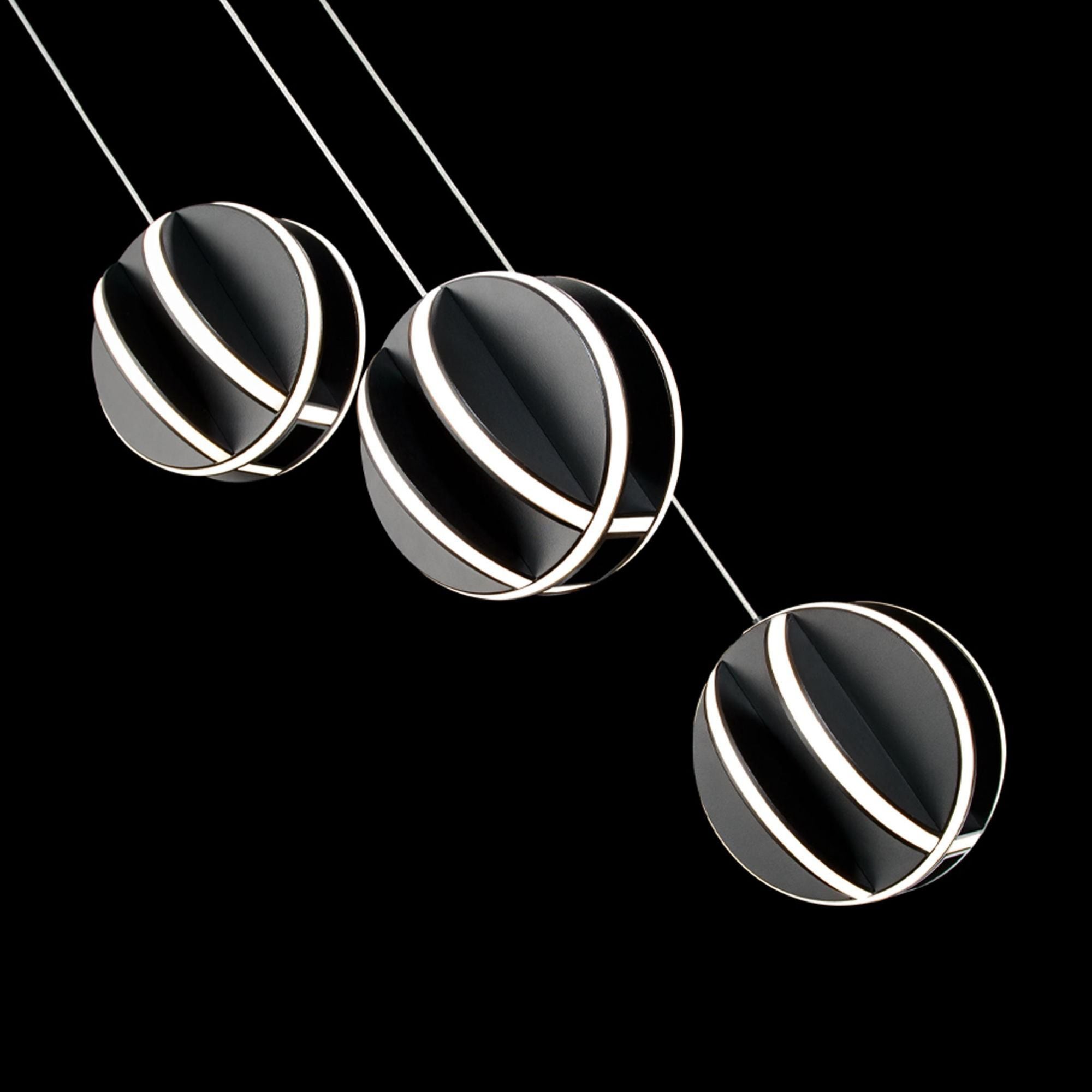 Carillion LED 3 Light Pendant 3000K in Black