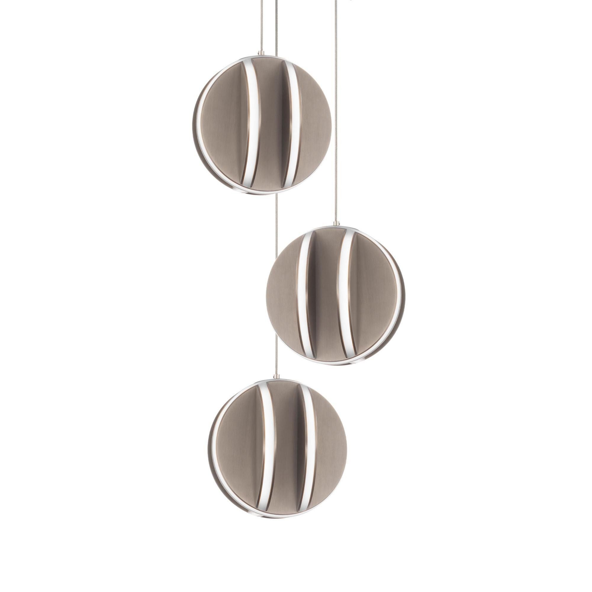 Carillion LED 3 Light Pendant 3000K in Brushed Nickel
