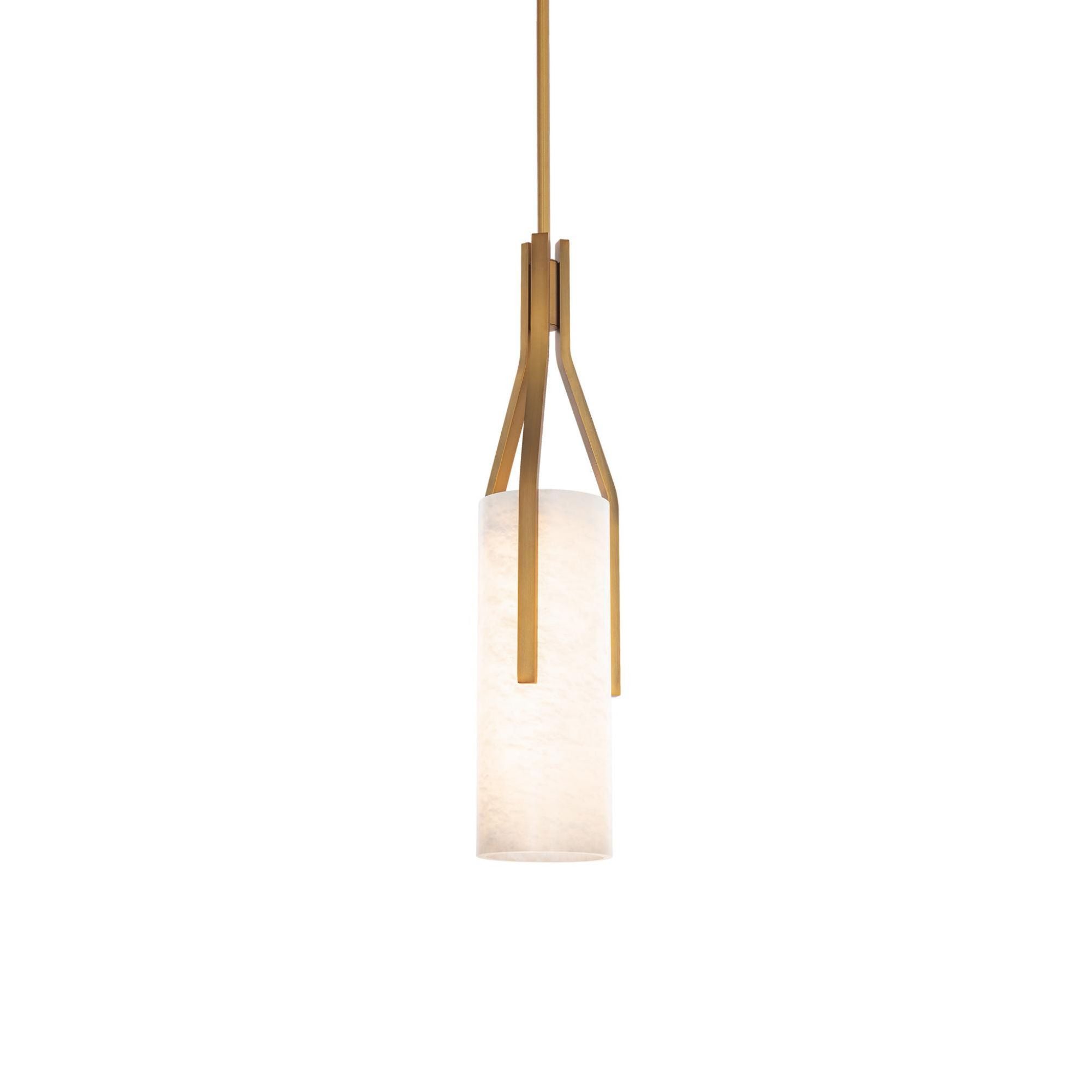 Firenze 22in LED Pendant with Spanish Alabaster 3000K in Aged Brass