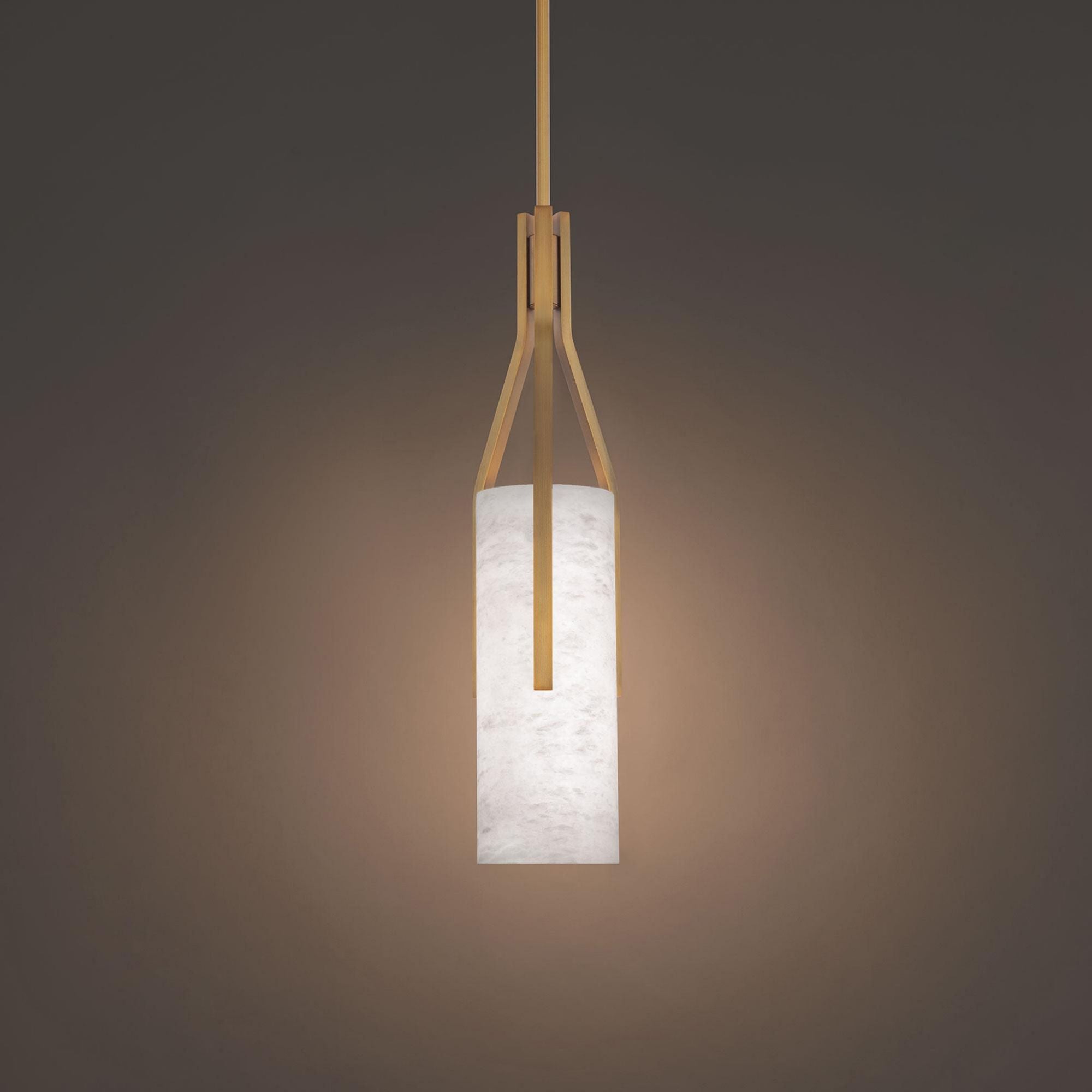 Firenze 22in LED Pendant with Spanish Alabaster 3000K in Aged Brass