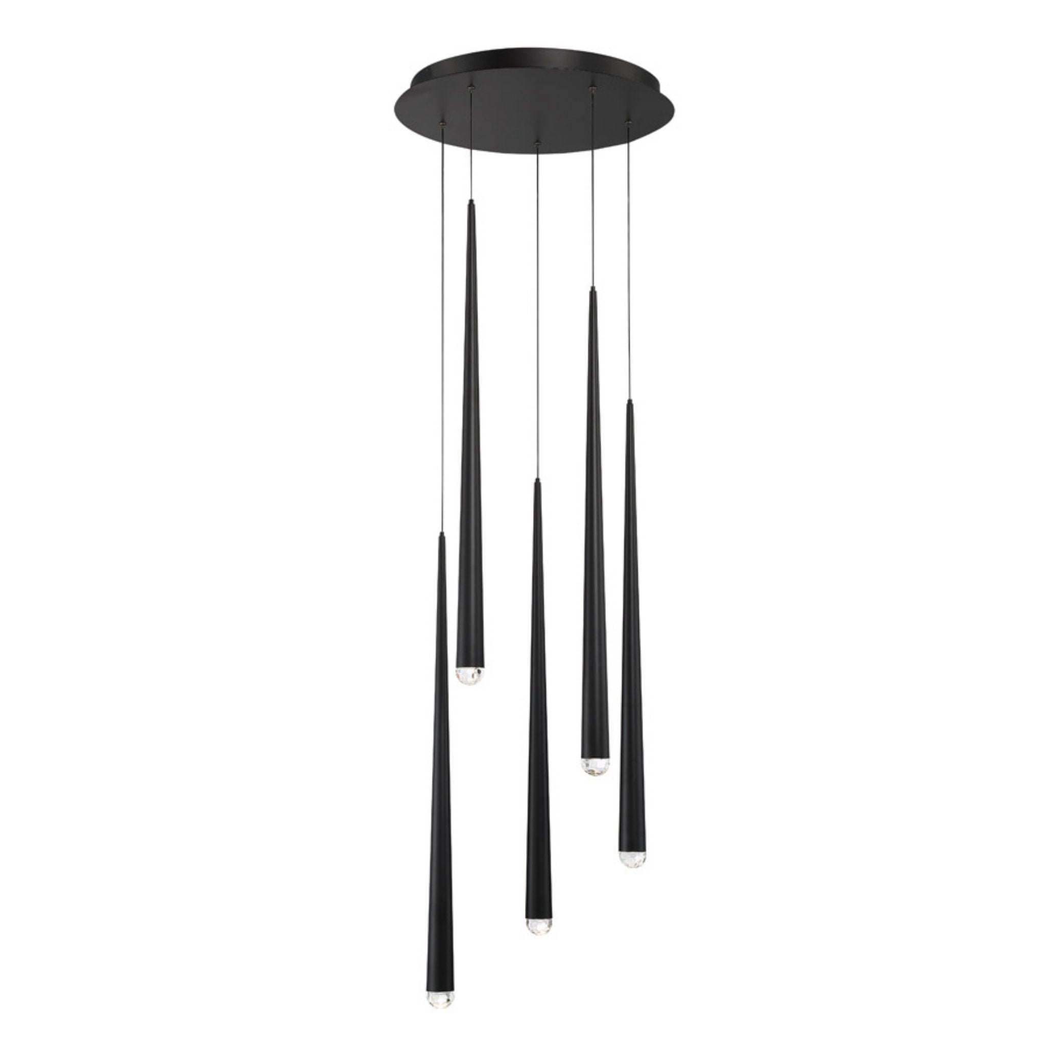 Modern Forms PD-41705R-BK 3500K 35 Watt Cascade Crystal LED Round Chandelier in Black