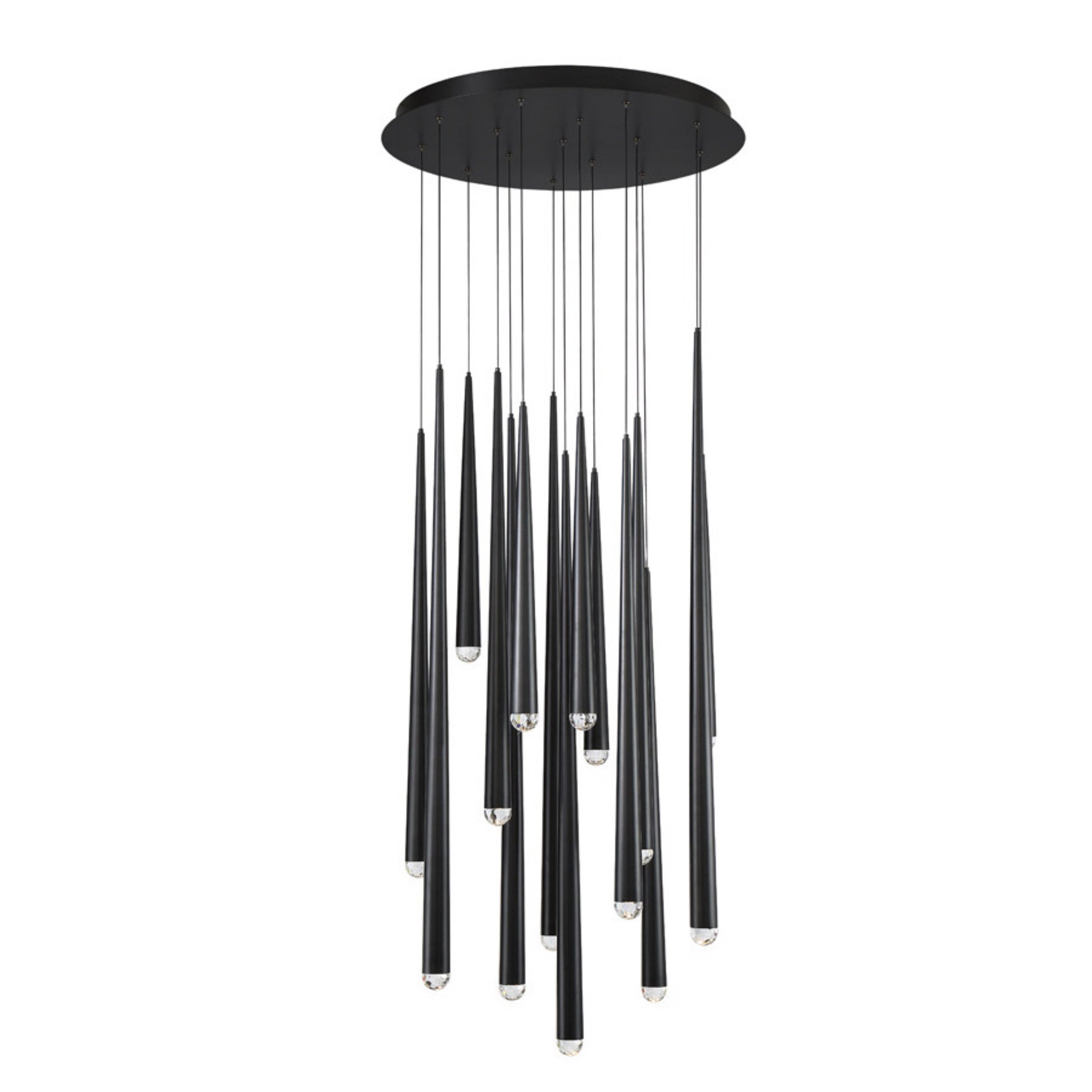 Modern Forms PD-41715R-BK 3500K 105 Watt Cascade Crystal LED Round Chandelier in Black