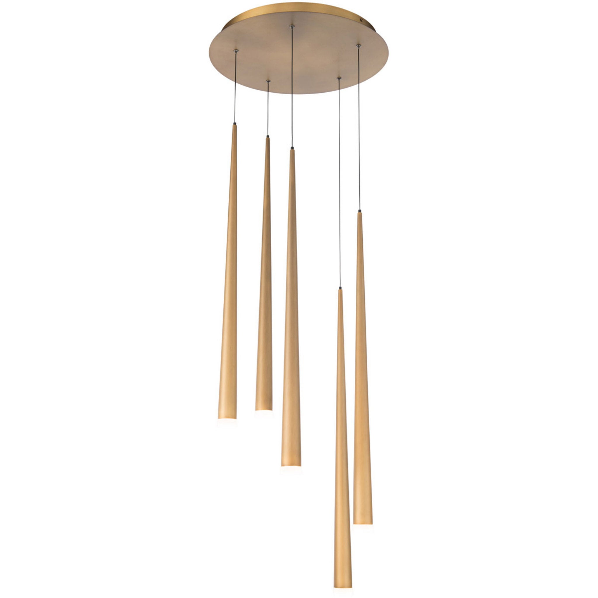 Modern Forms PD-41805R-AB 3500K 35 Watt Cascade Etched Glass LED Round Chandelier in Aged Brass