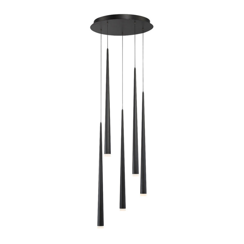 Modern Forms PD-41805R-BK 3500K 35 Watt Cascade Etched Glass LED Round Chandelier in Black