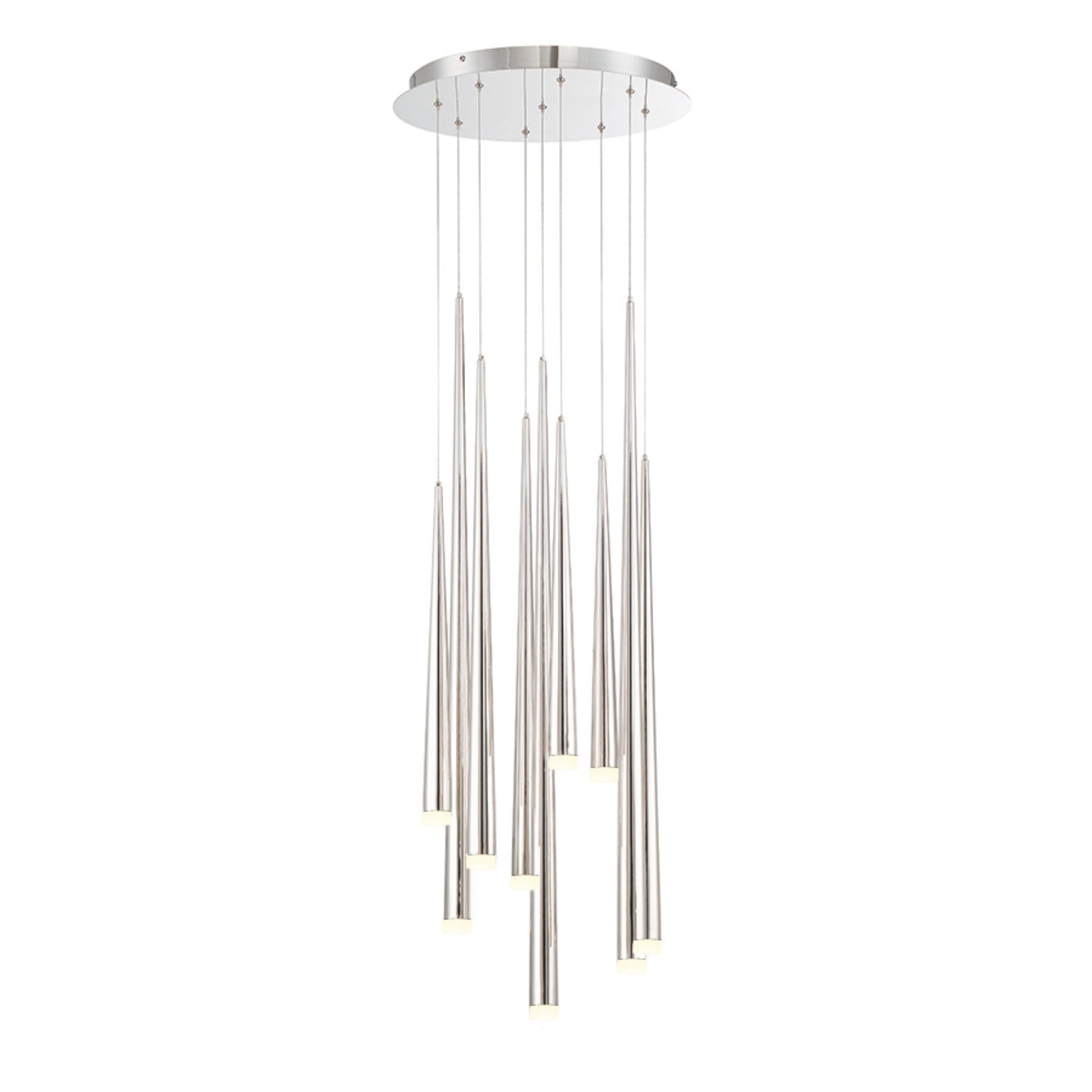 Modern Forms PD-41809R-PN 3500K 63 Watt Cascade Etched Glass LED Round Chandelier in Polished Nickel
