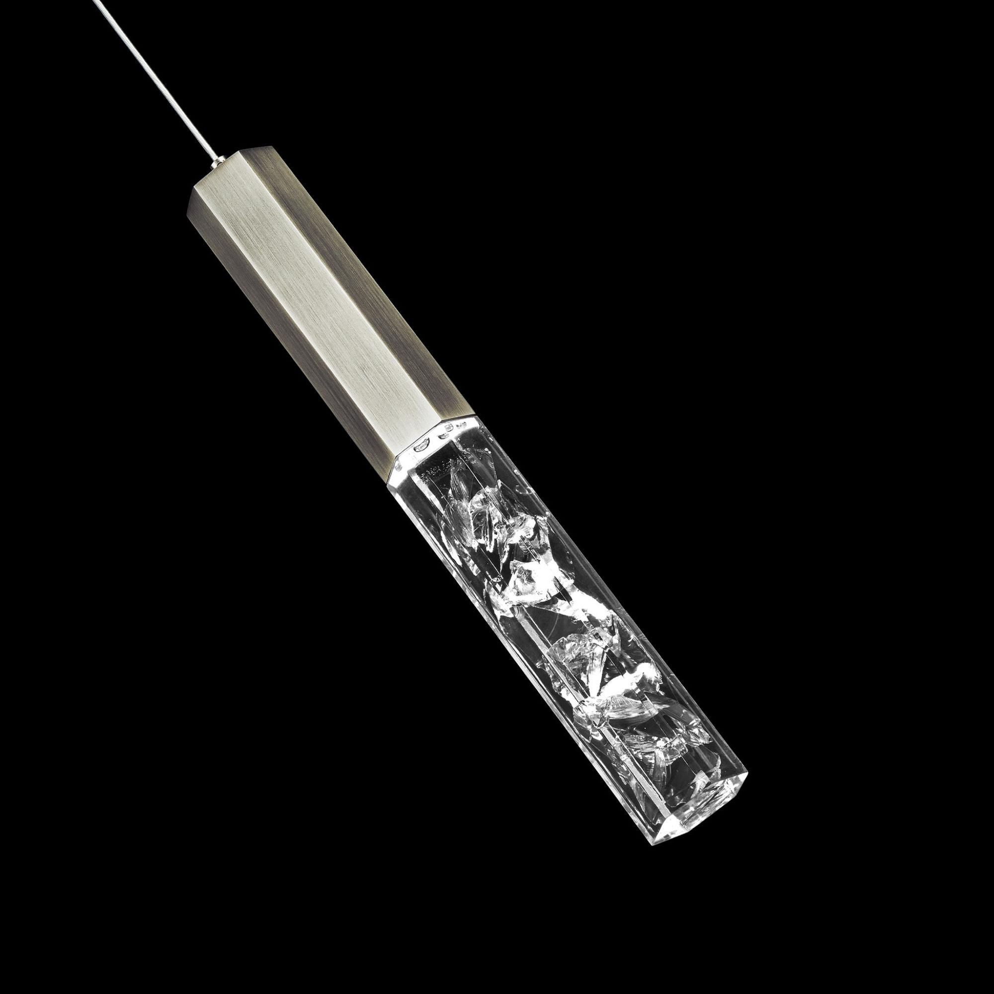 Basalt 10in LED Mini Pendant 3000K with Crushed Crystal in Brushed Nickel