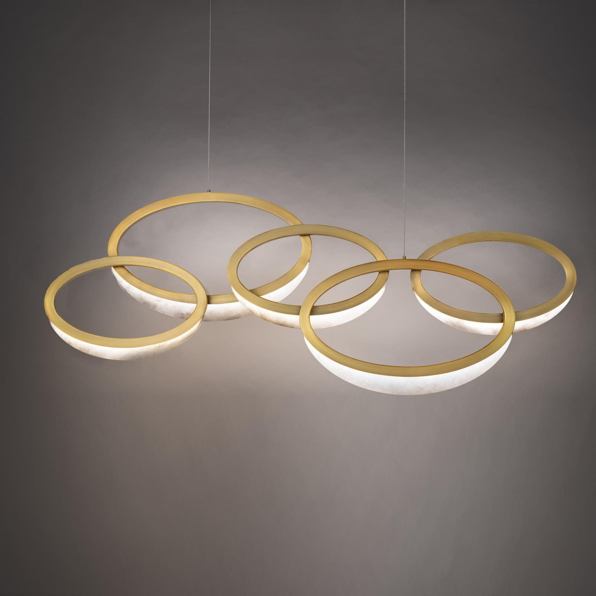 Orion 46in LED 5 Light Linear Pendant 3000K in Aged Brass
