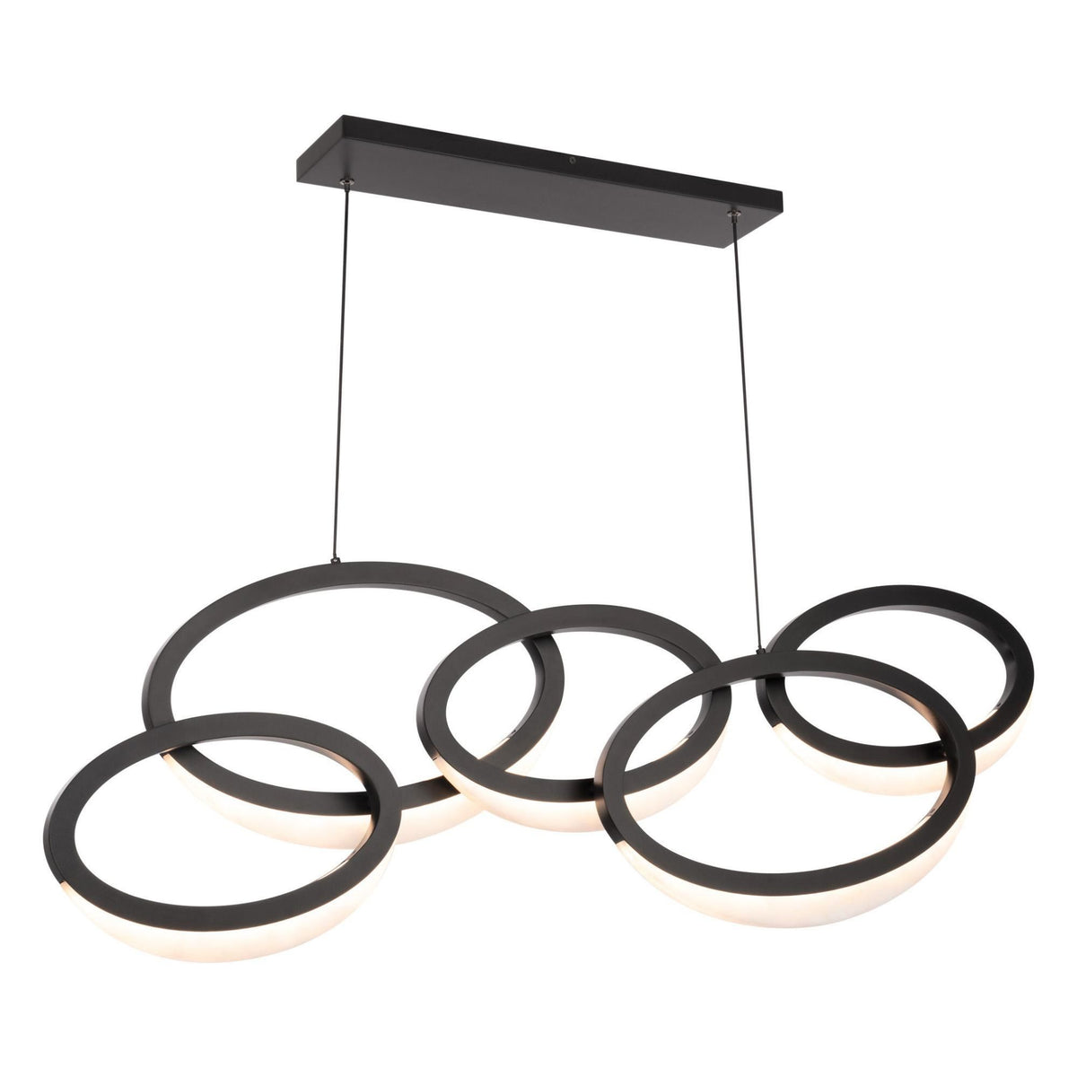 Orion 46in LED 5 Light Linear Pendant 3000K in Black | PD-56246-BK ...
