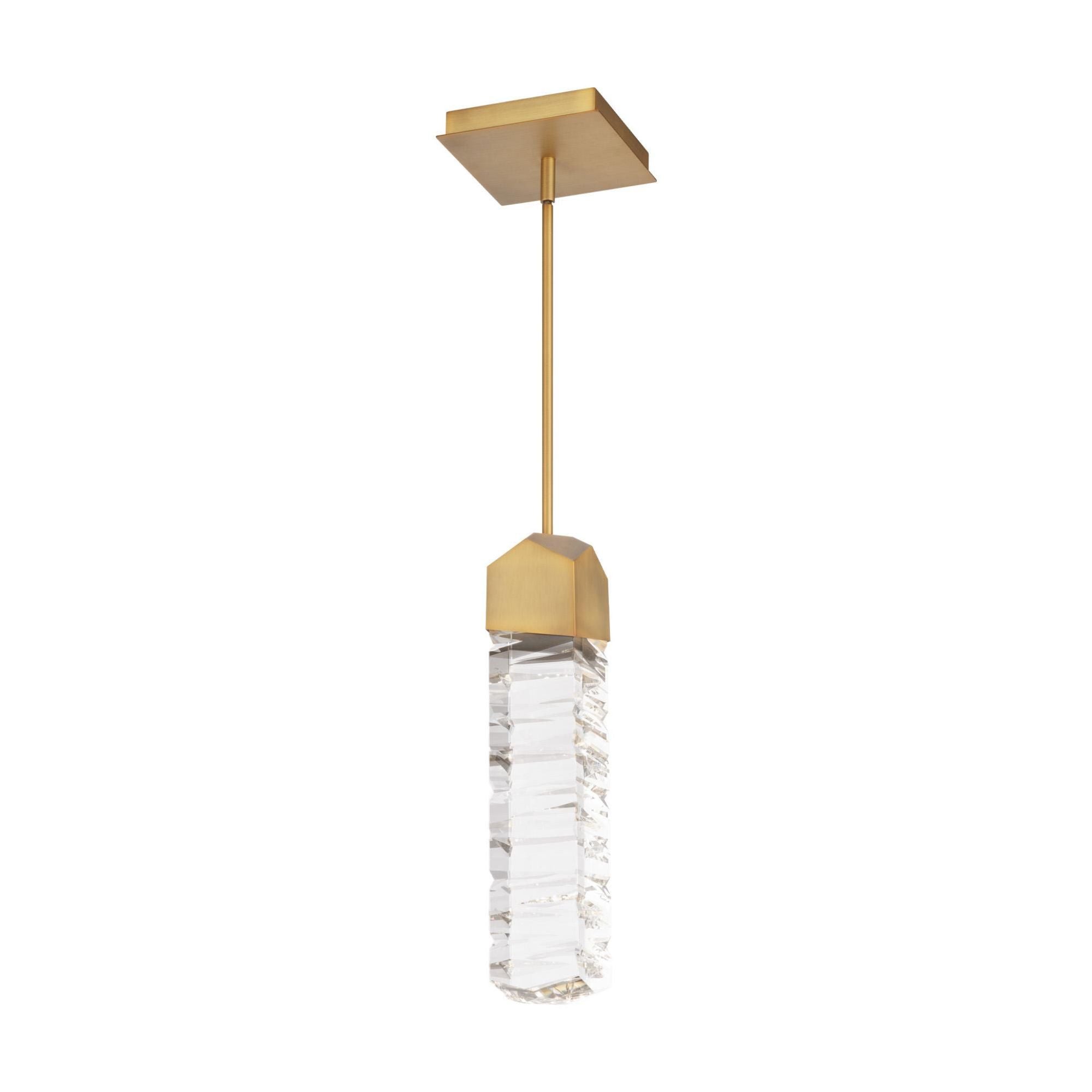 Juliet 15in LED Pendant 3500K with K-9 Faceted Crystal in Aged Brass