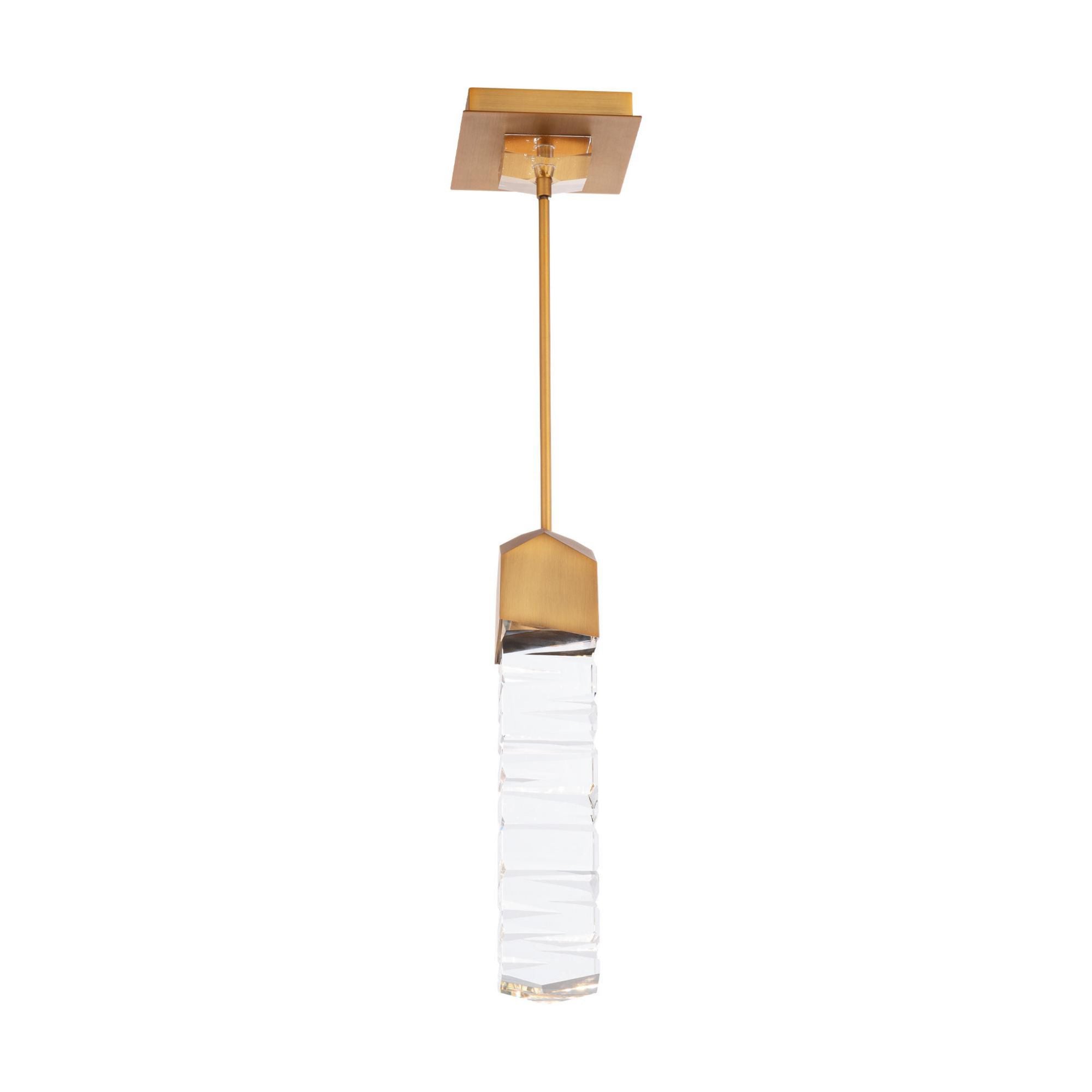 Juliet 15in LED Pendant 3500K with K-9 Faceted Crystal in Aged Brass