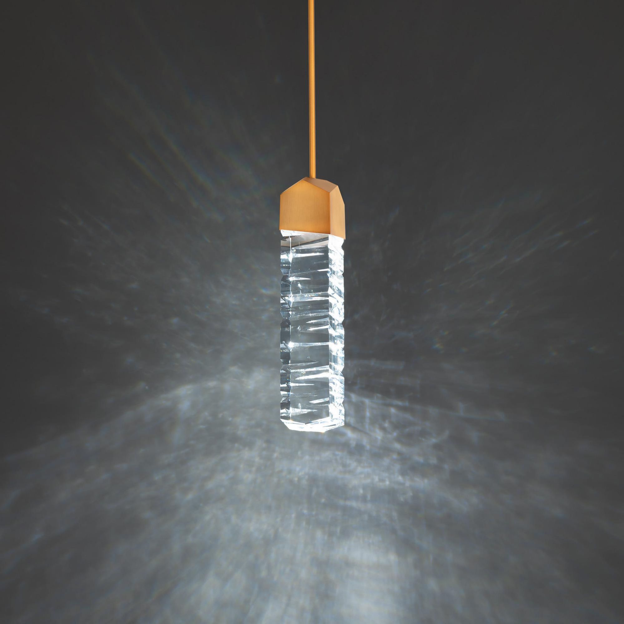 Juliet 15in LED Pendant 3500K with K-9 Faceted Crystal in Aged Brass