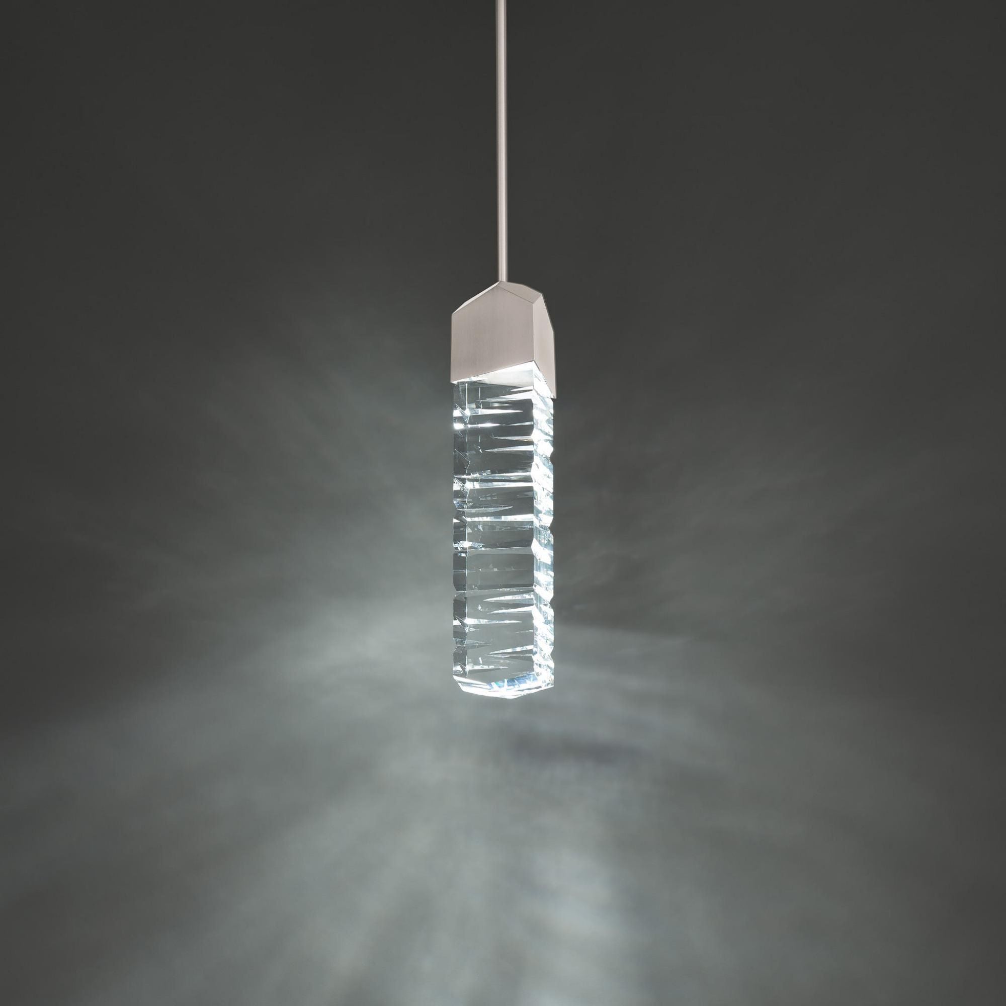 Juliet 15in LED Pendant 3500K with K-9 Faceted Crystal in Brushed Nickel