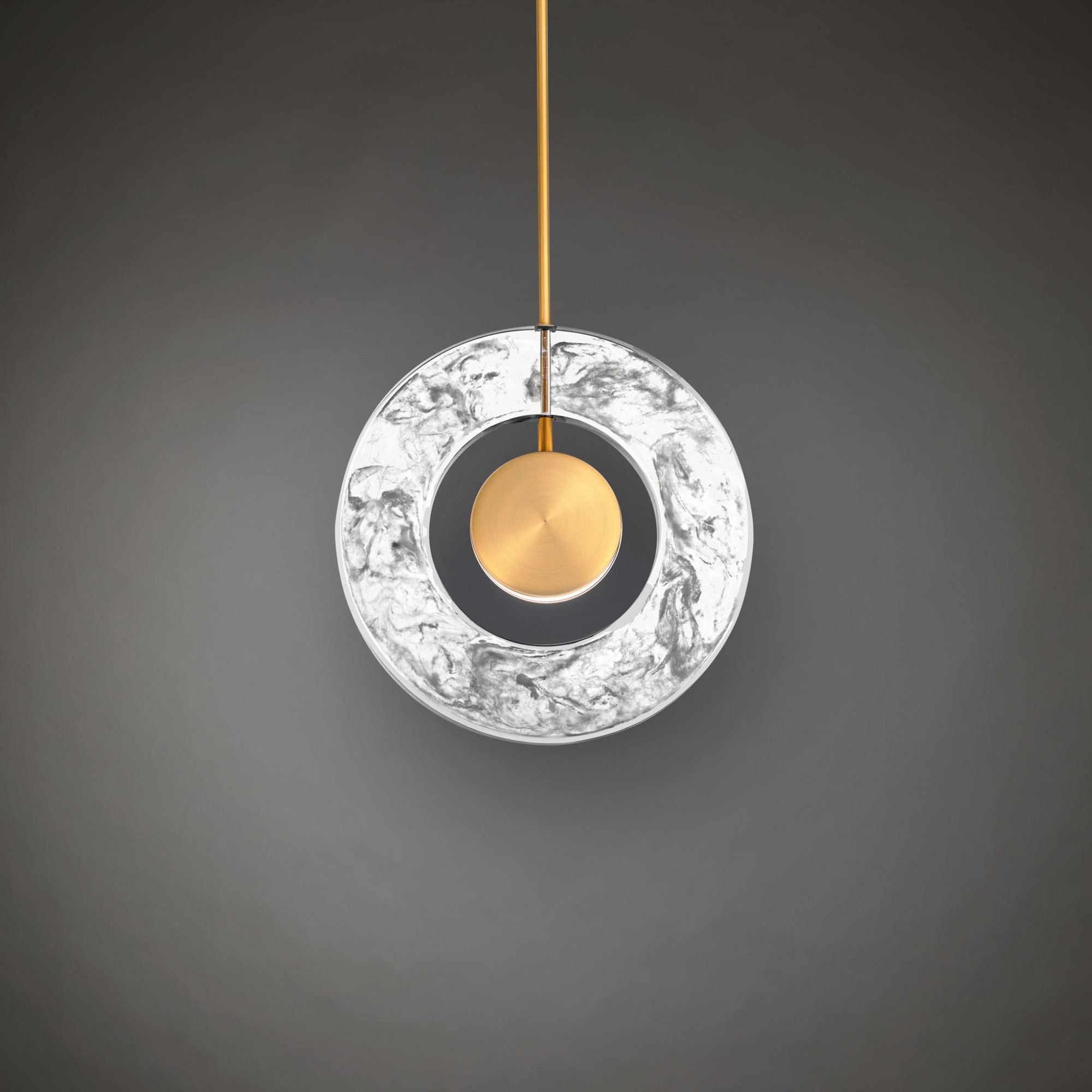 Cymbal 14in LED Round Pendant 3000K in Aged Brass