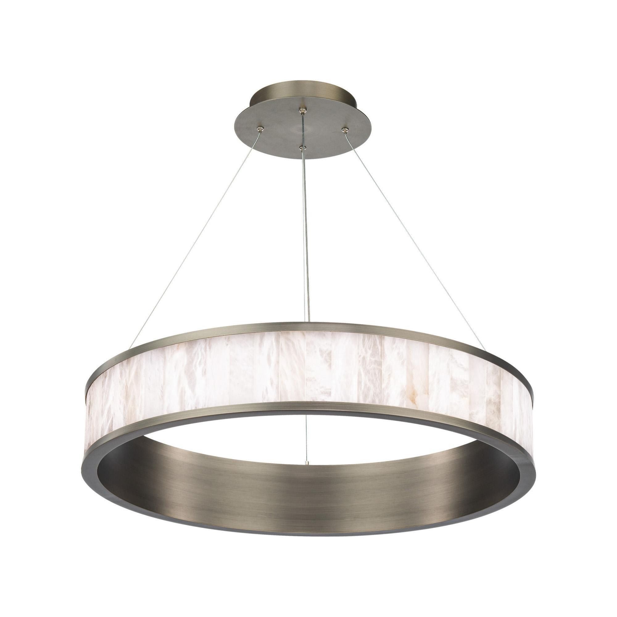 Coliseo 28in LED Round Chandelier 3000K with Spanish Alabaster in Antique Nickel