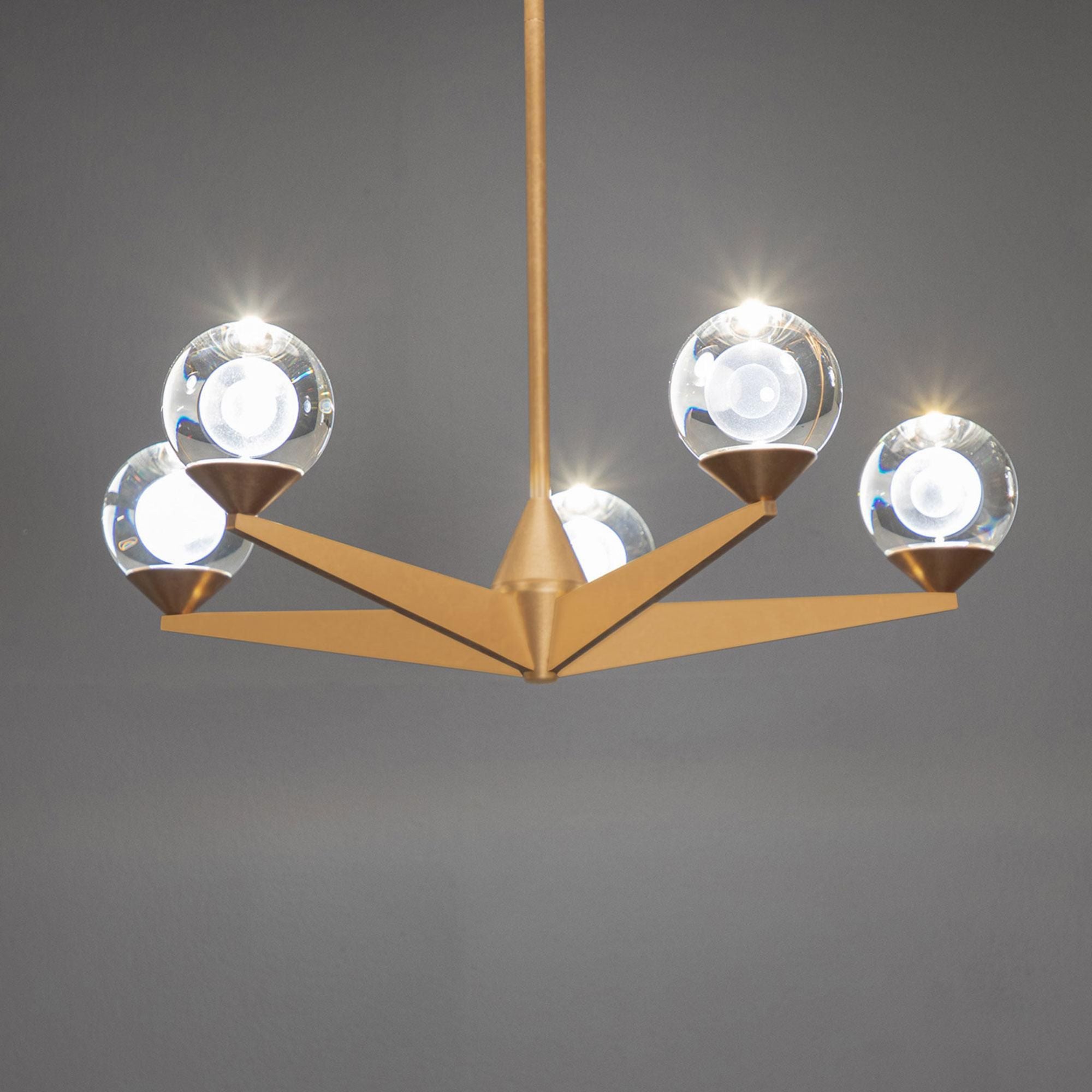 Double Bubble 23in LED 5 Light Chandelier 3000K in Aged Brass