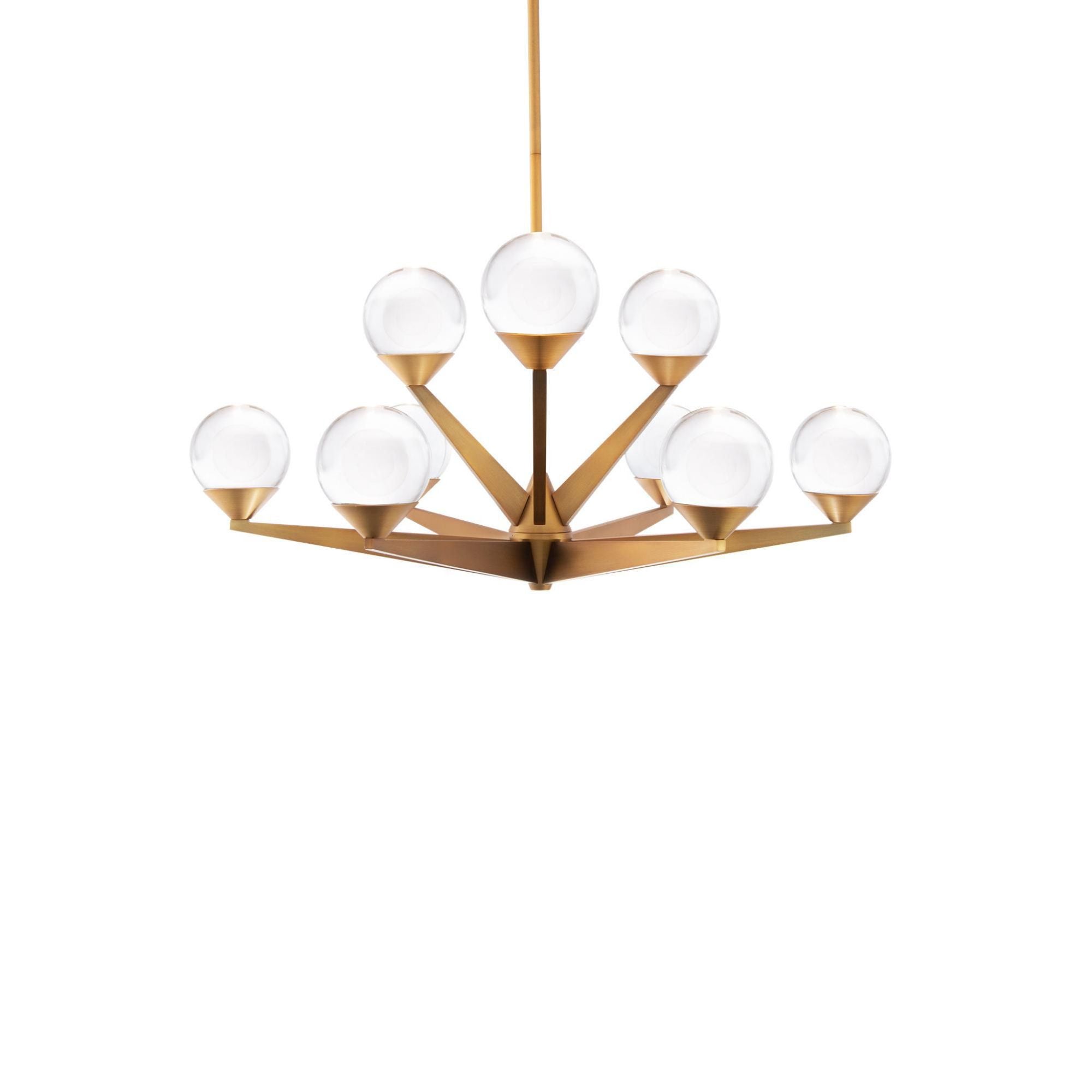 Double Bubble 27in LED 9 Light Chandelier 3000K in Aged Brass