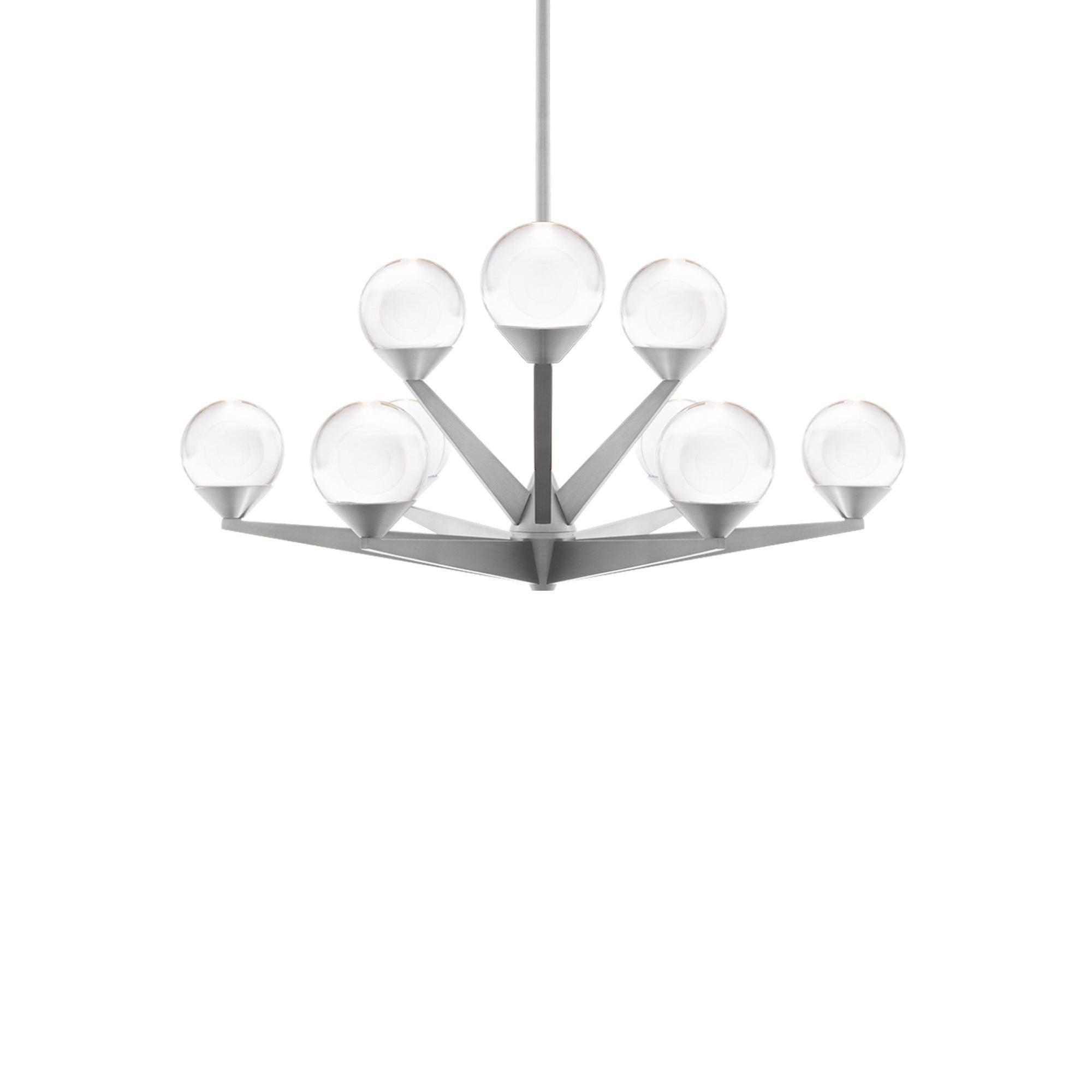 Double Bubble 27in LED 9 Light Chandelier 3000K in Satin Nickel