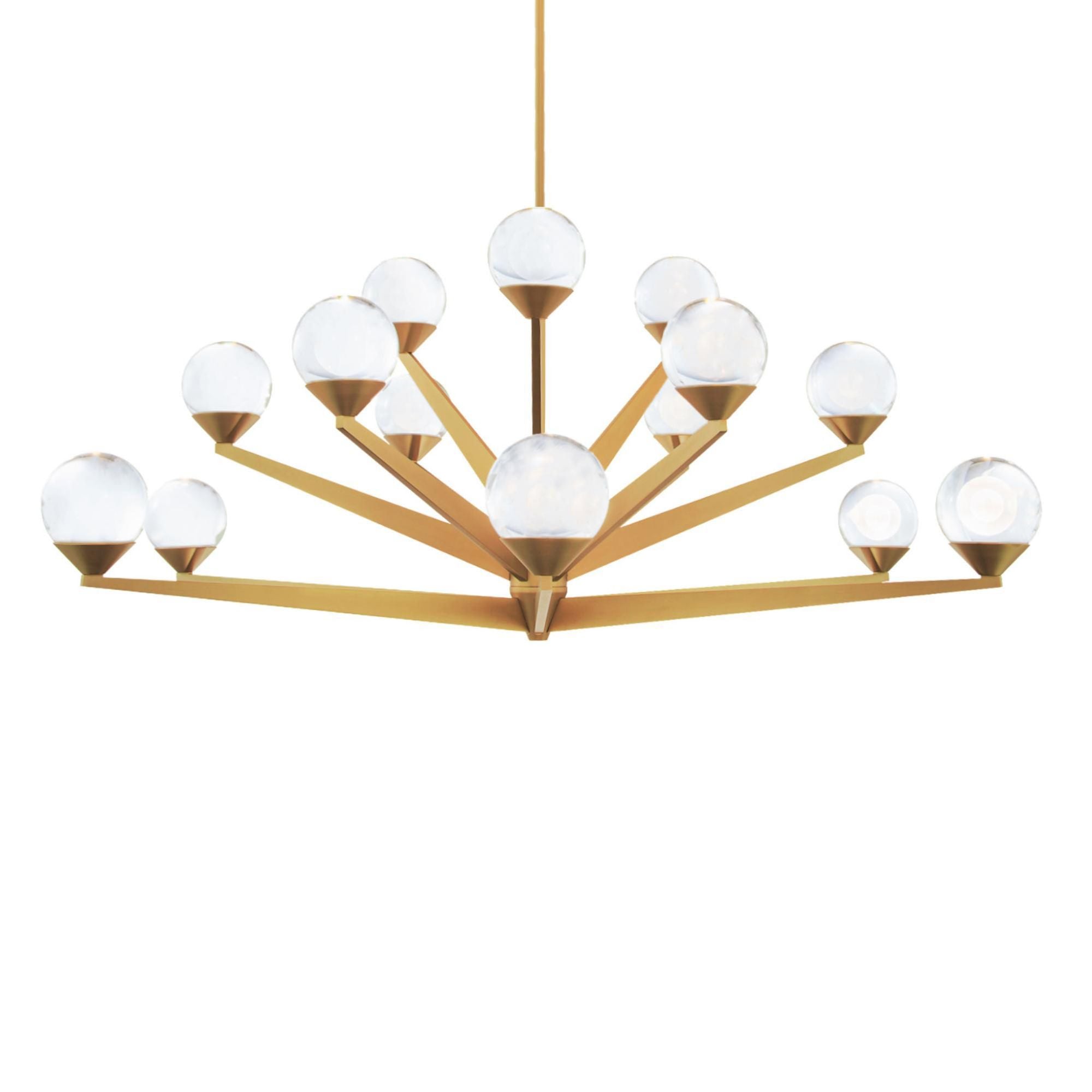 Double Bubble 37in LED 15 Light Chandelier 3000K in Aged Brass
