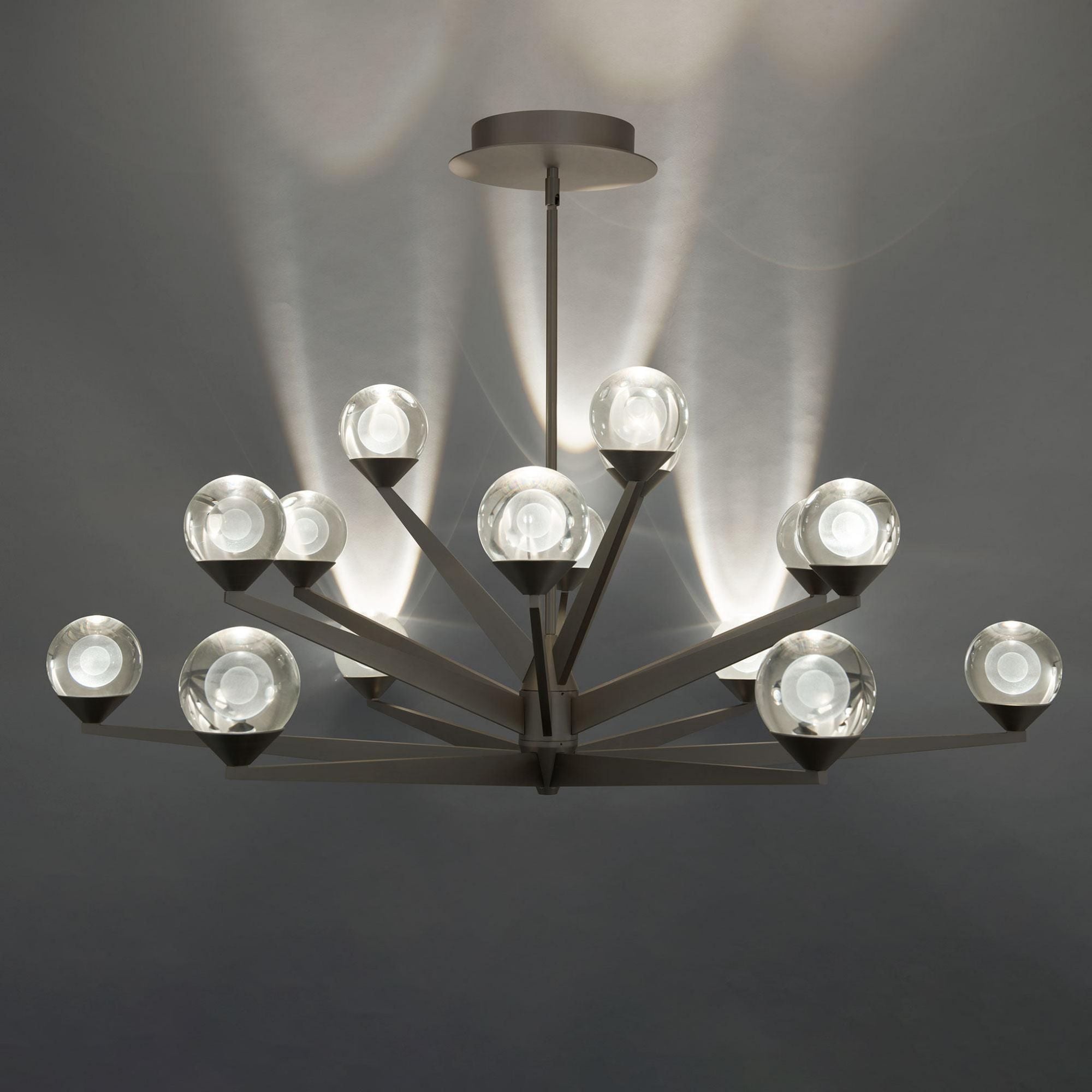 Double Bubble 37in LED 15 Light Chandelier 3000K in Satin Nickel