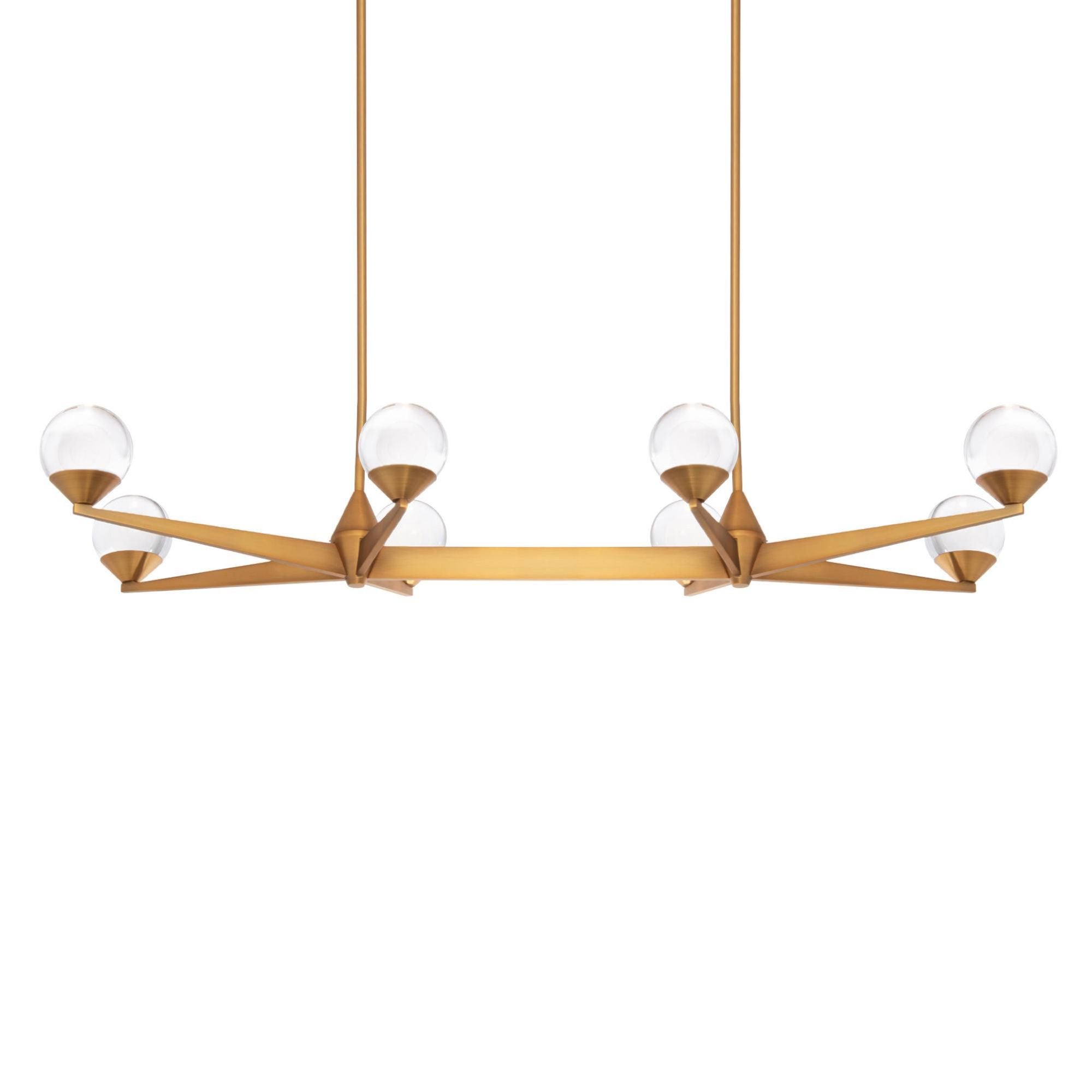 Double Bubble 44in LED 8 Light Linear Chandelier 3000K in Aged Brass