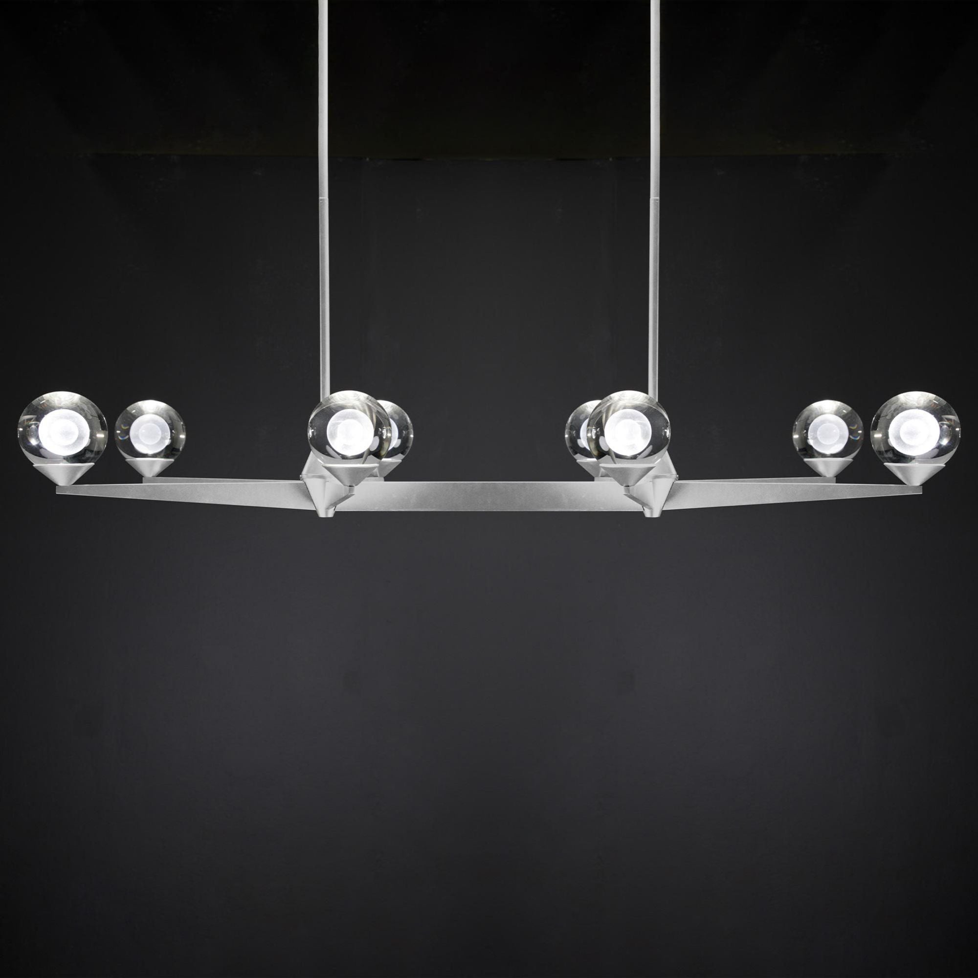 Double Bubble 44in LED 8 Light Linear Chandelier 3000K in Satin Nickel