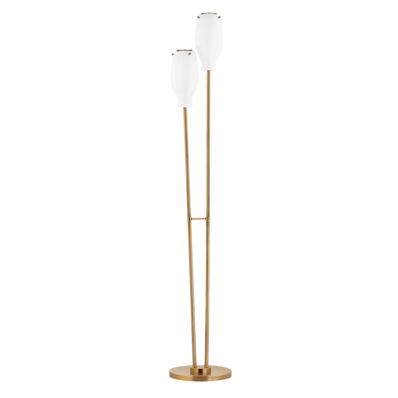Geyser 2 Light Floor Lamp in Patina Brass