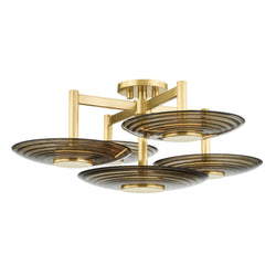 Griston 5 Light Semi Flush in Aged Brass by Pembrooke & Ives