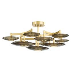 Griston 9 Light Semi Flush in Aged Brass by Pembrooke & Ives