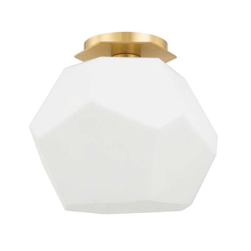 Tring 1 Light Flush Mount in Aged Brass by Pembrooke & Ives
