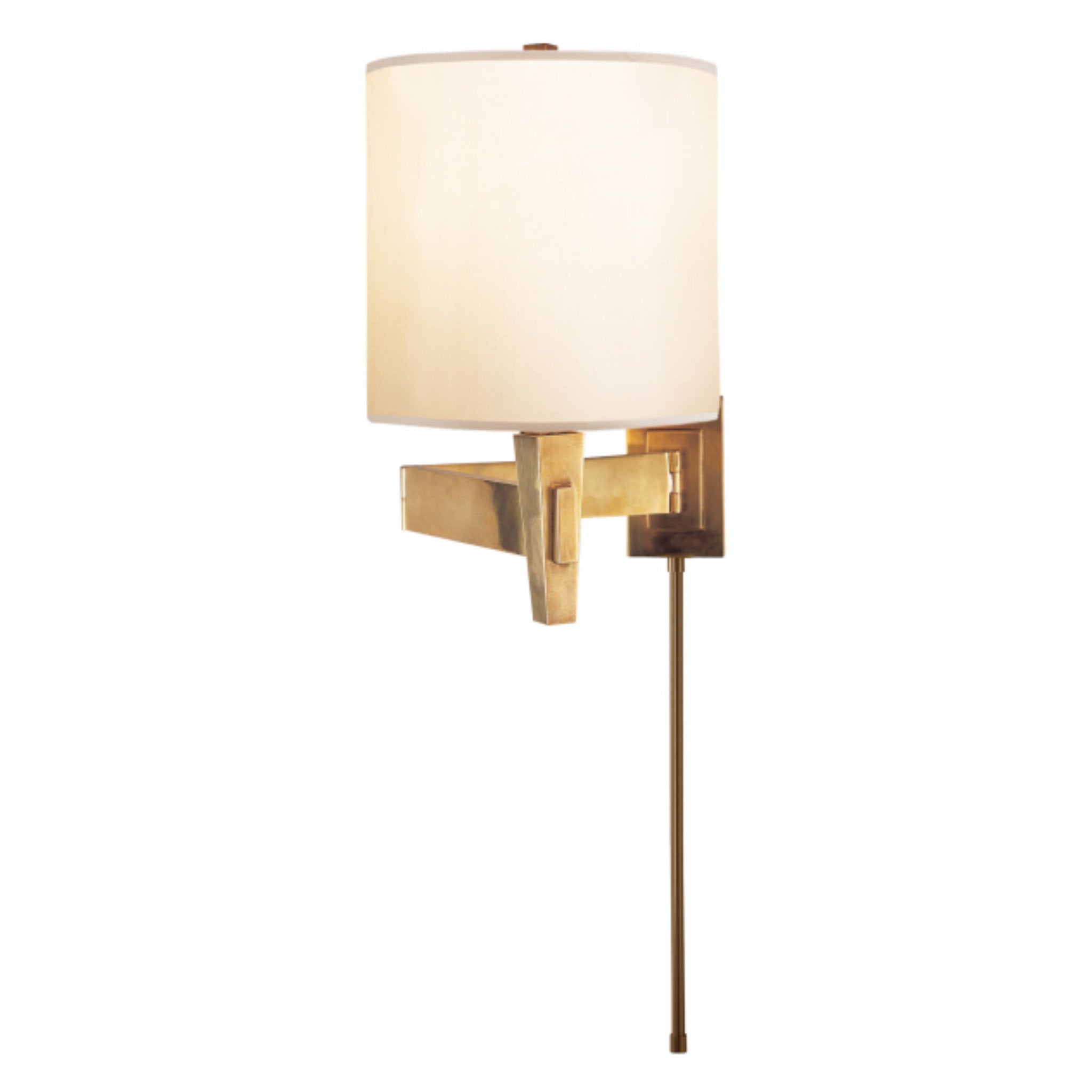 Visual Comfort Architect's Swing Arm in Hand-Rubbed Antique Brass with Silk Shade