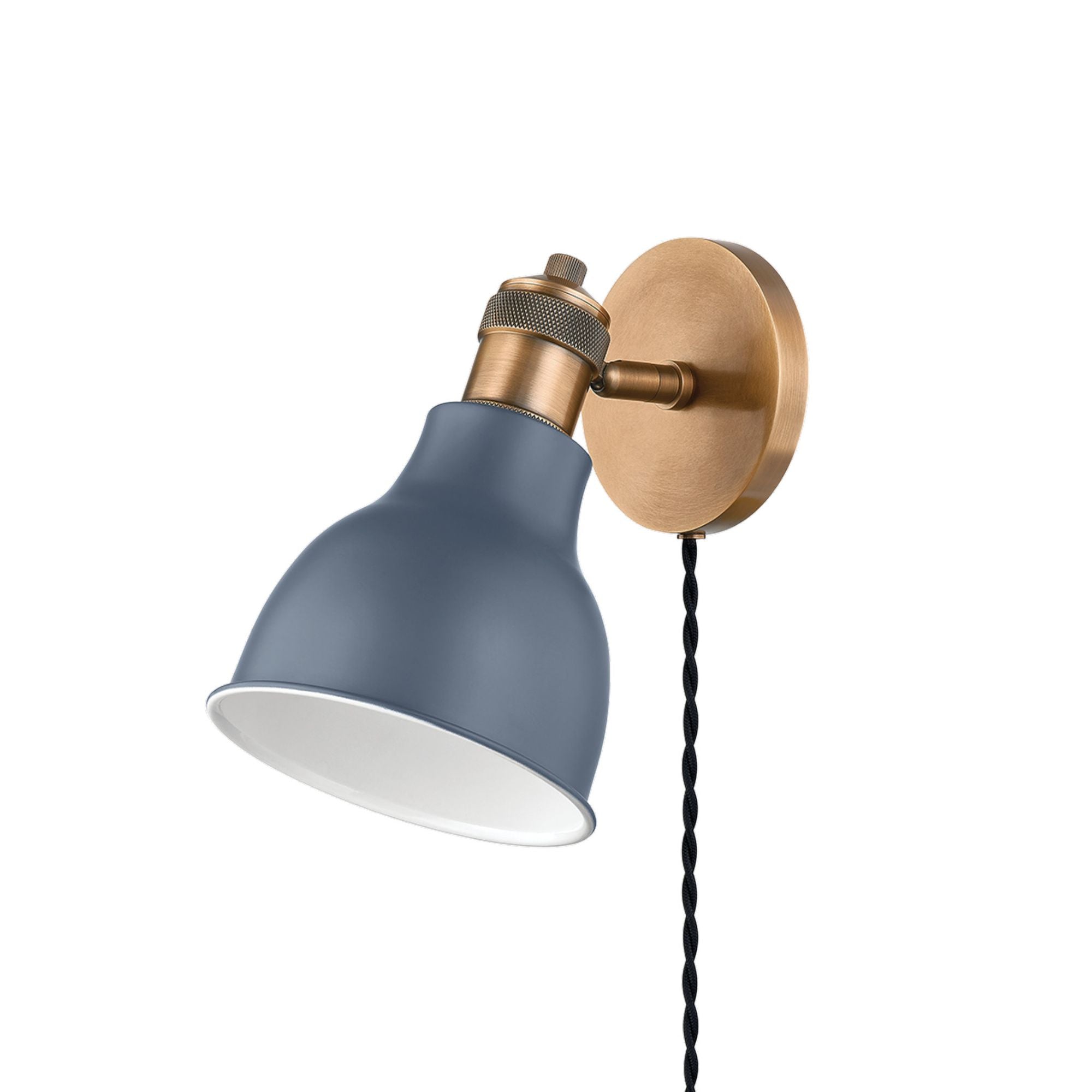 Makin 1-Light Plug-in Sconce in Patina Brass/Slate Blue 6W x 9.5H